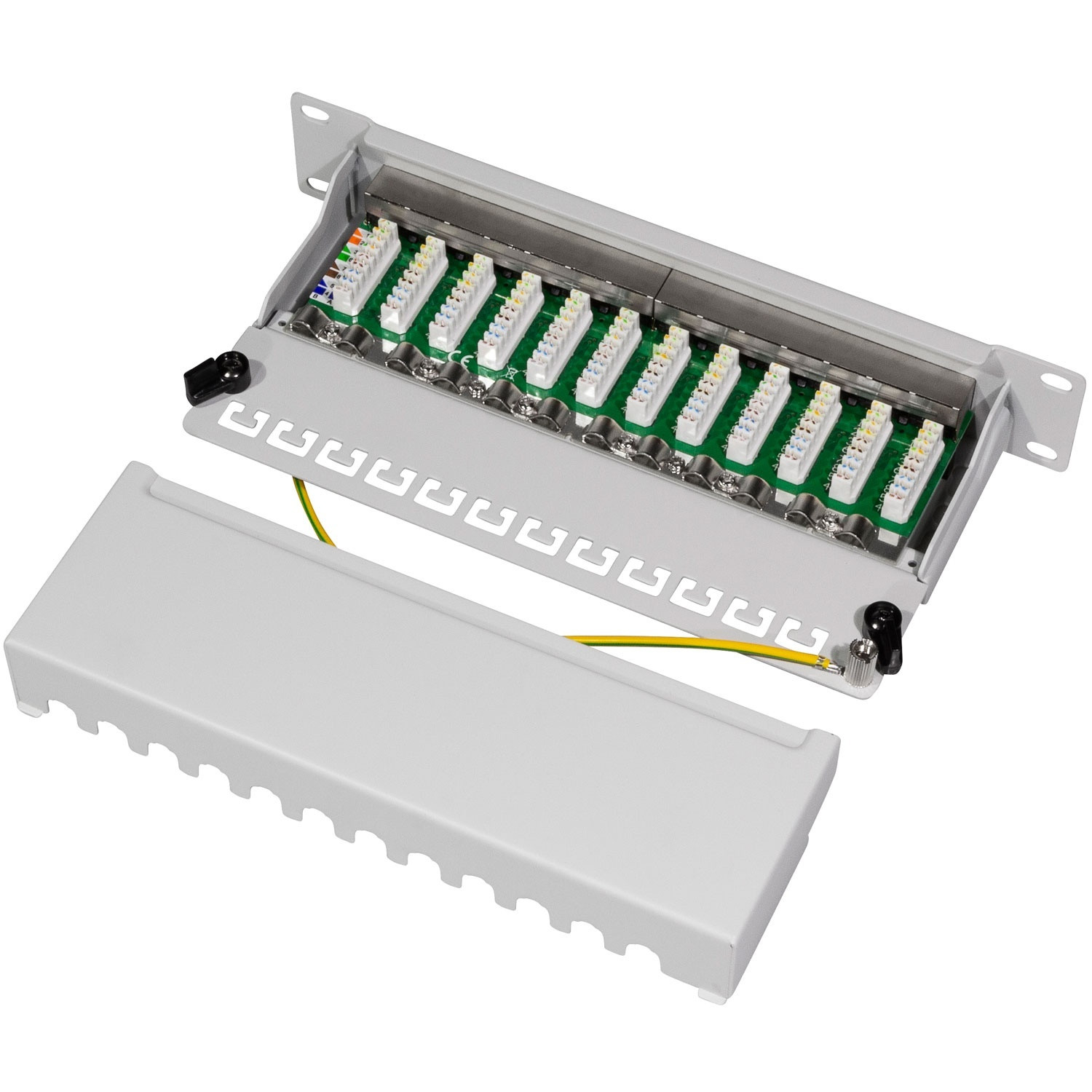 Patch panel 12 porte Cat6 per rack 10" U1 Grigio