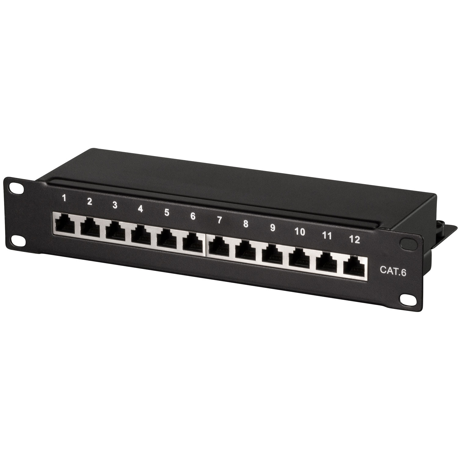 Patch panel 12 puertos Cat6 para rack 10" U1 Negro