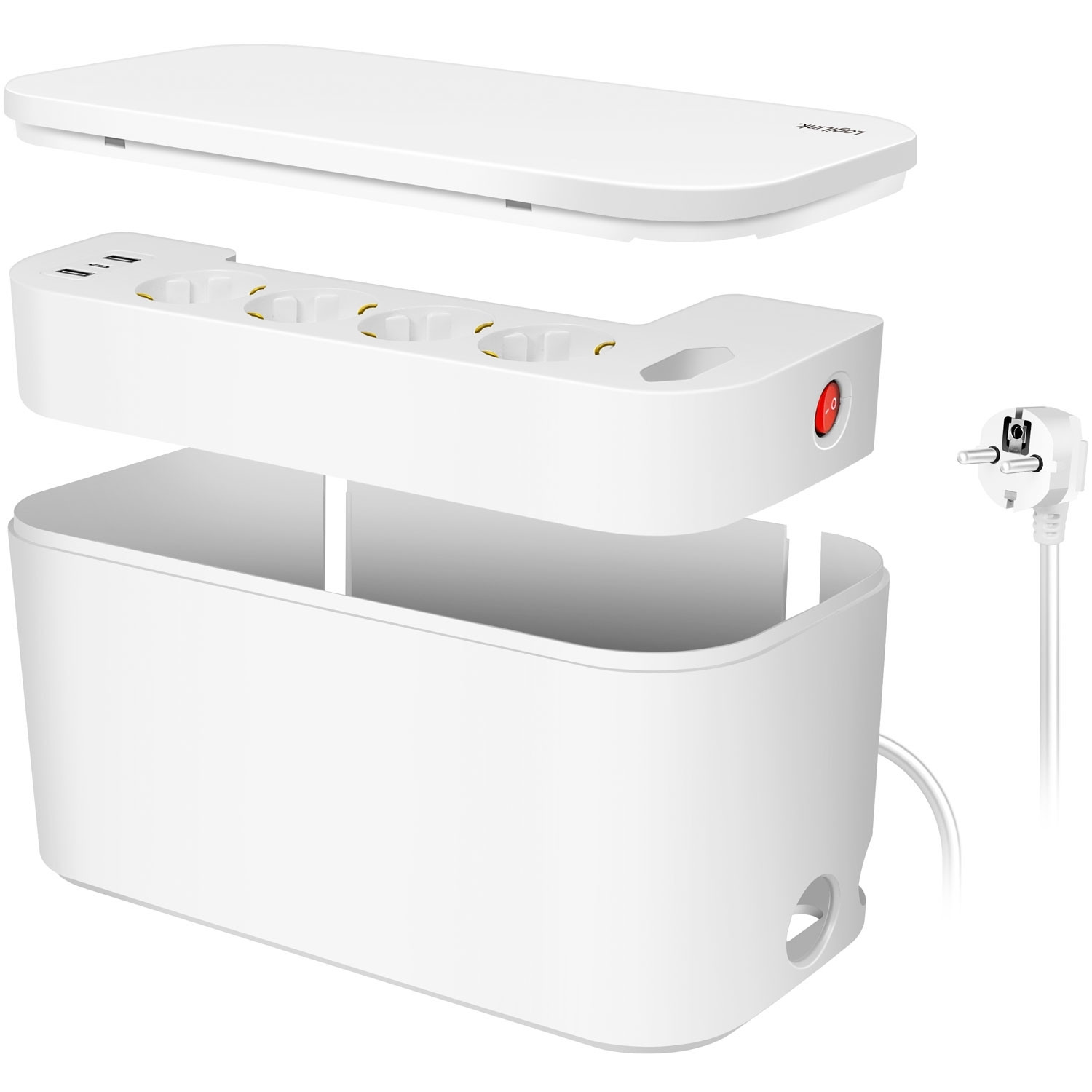 Cable box - Cable hider with branch socket + USB-A/USB-C charging W...