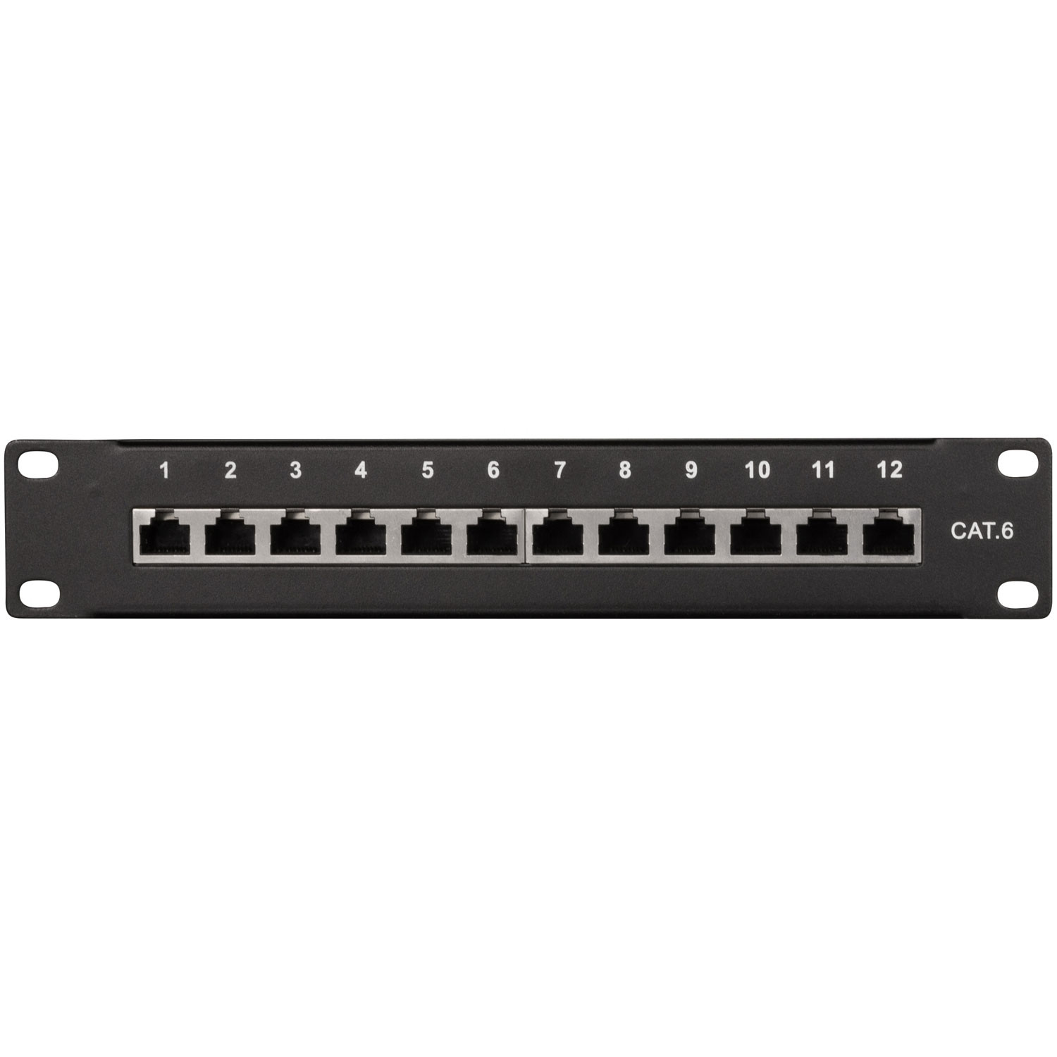 Patch panel 12 puertos Cat6 para rack 10" U1 Negro
