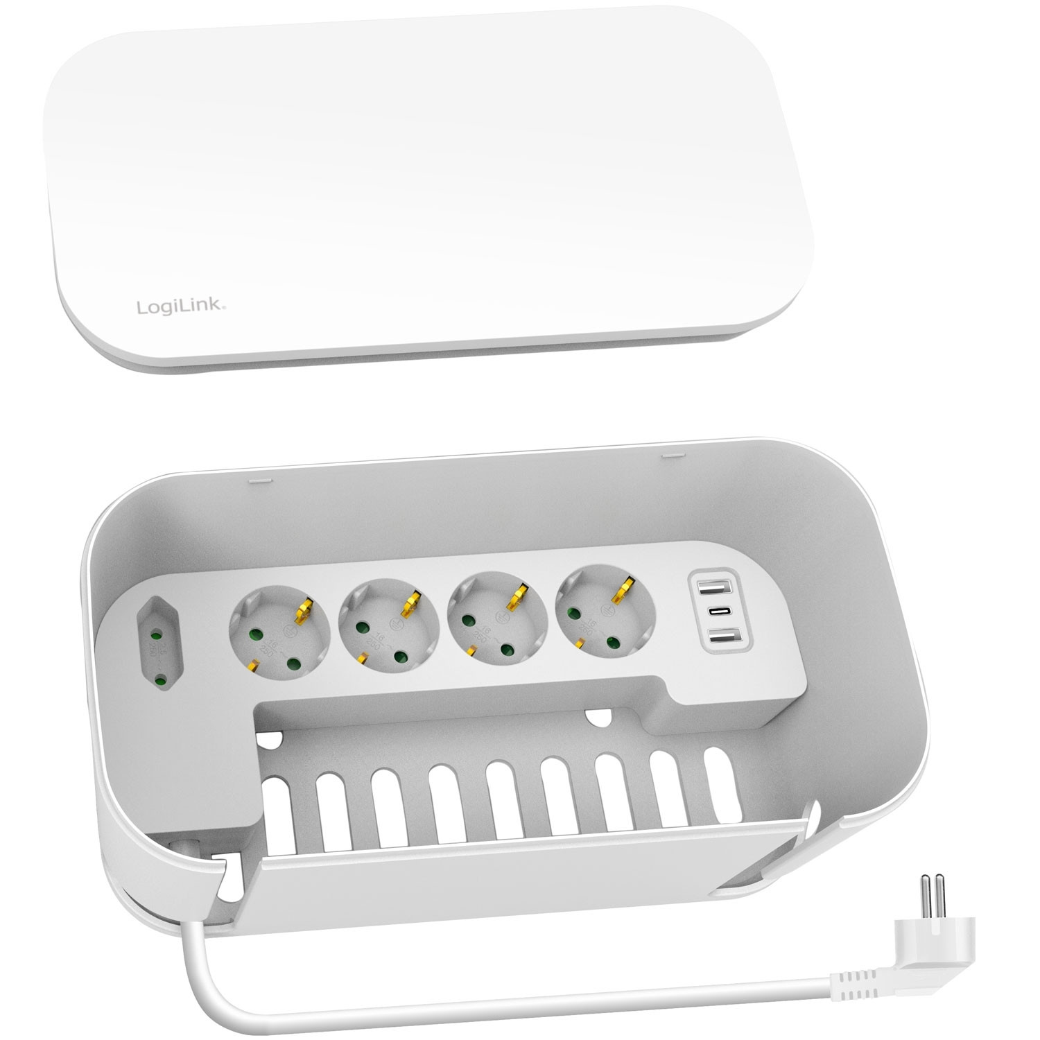 Cable box - Cable hider with branch socket + USB-A/USB-C charging W...