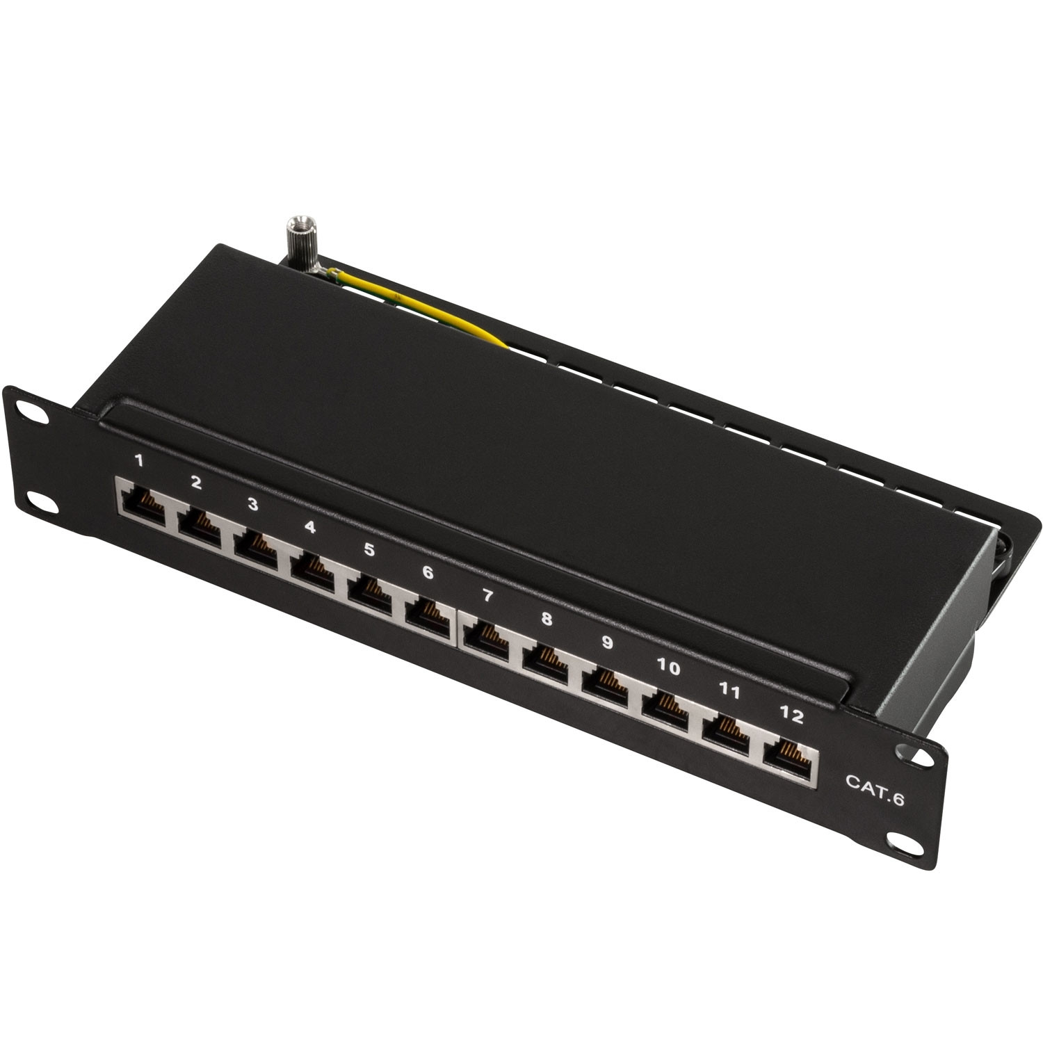 Patch panel 12 porte Cat6 per rack 10" U1 Nero