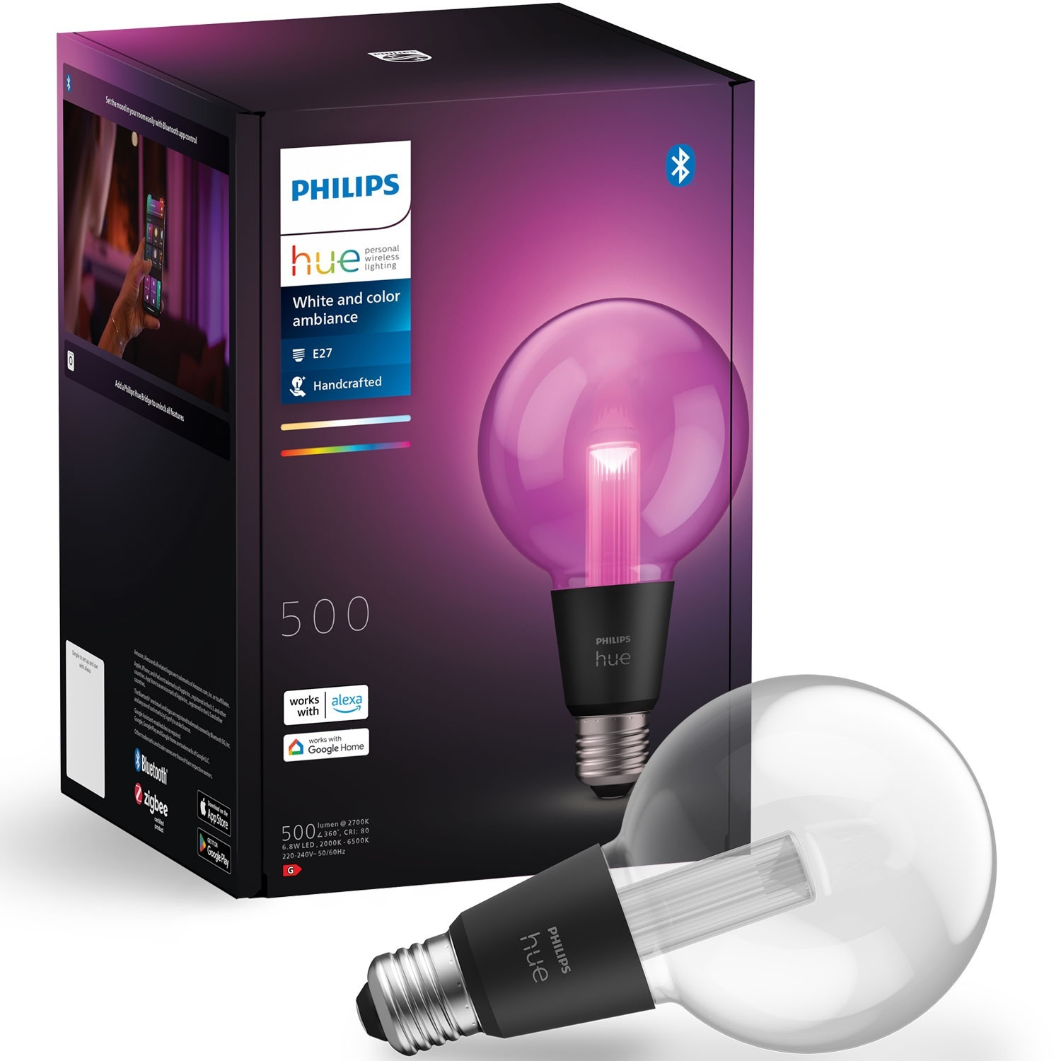 Hue Lightguide Globe 95 mm E27 Weiß und Farbambiente