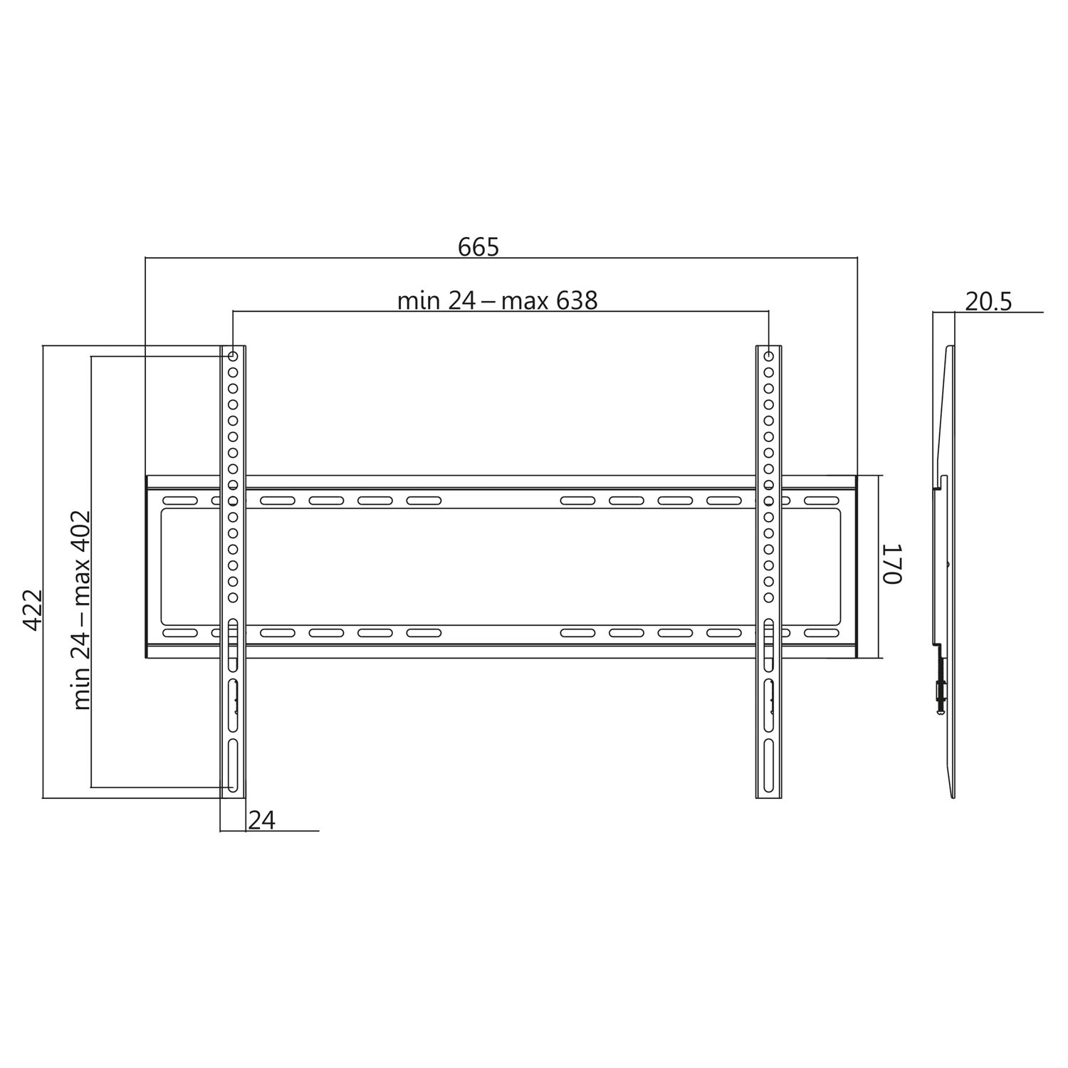 TV de parede 37-70" Fixa