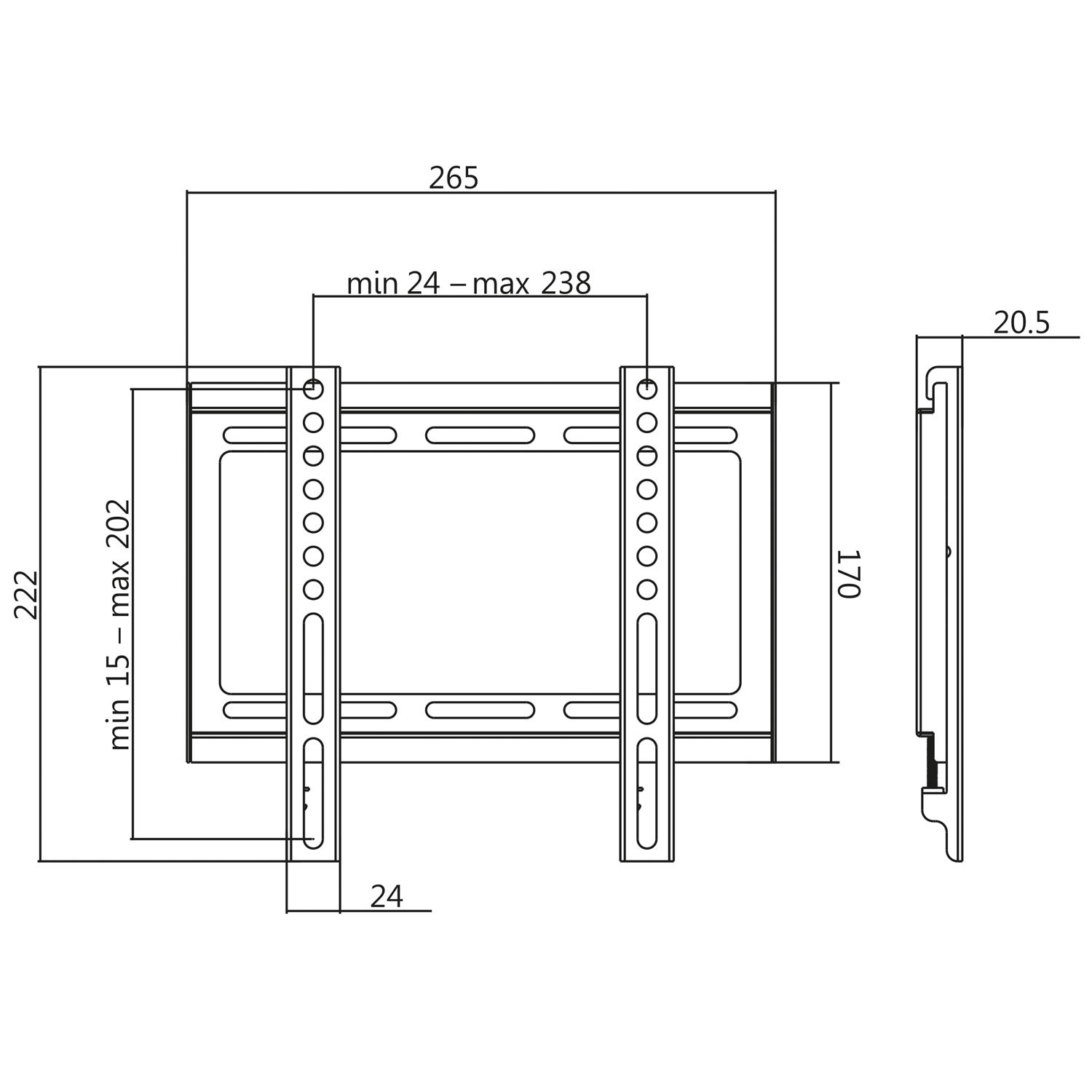 Wall mount TV 23-42" Fixed