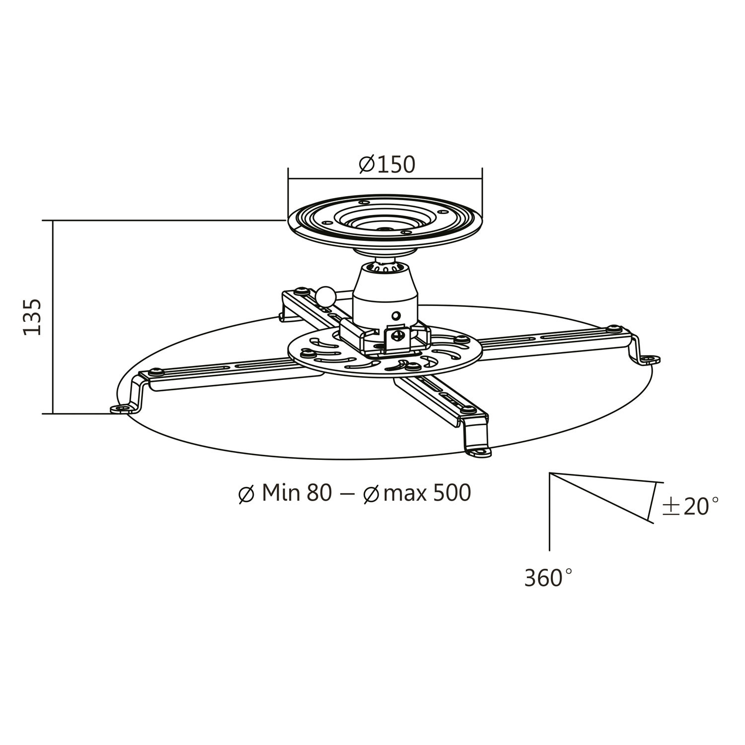Projector mount Universal 135mm
