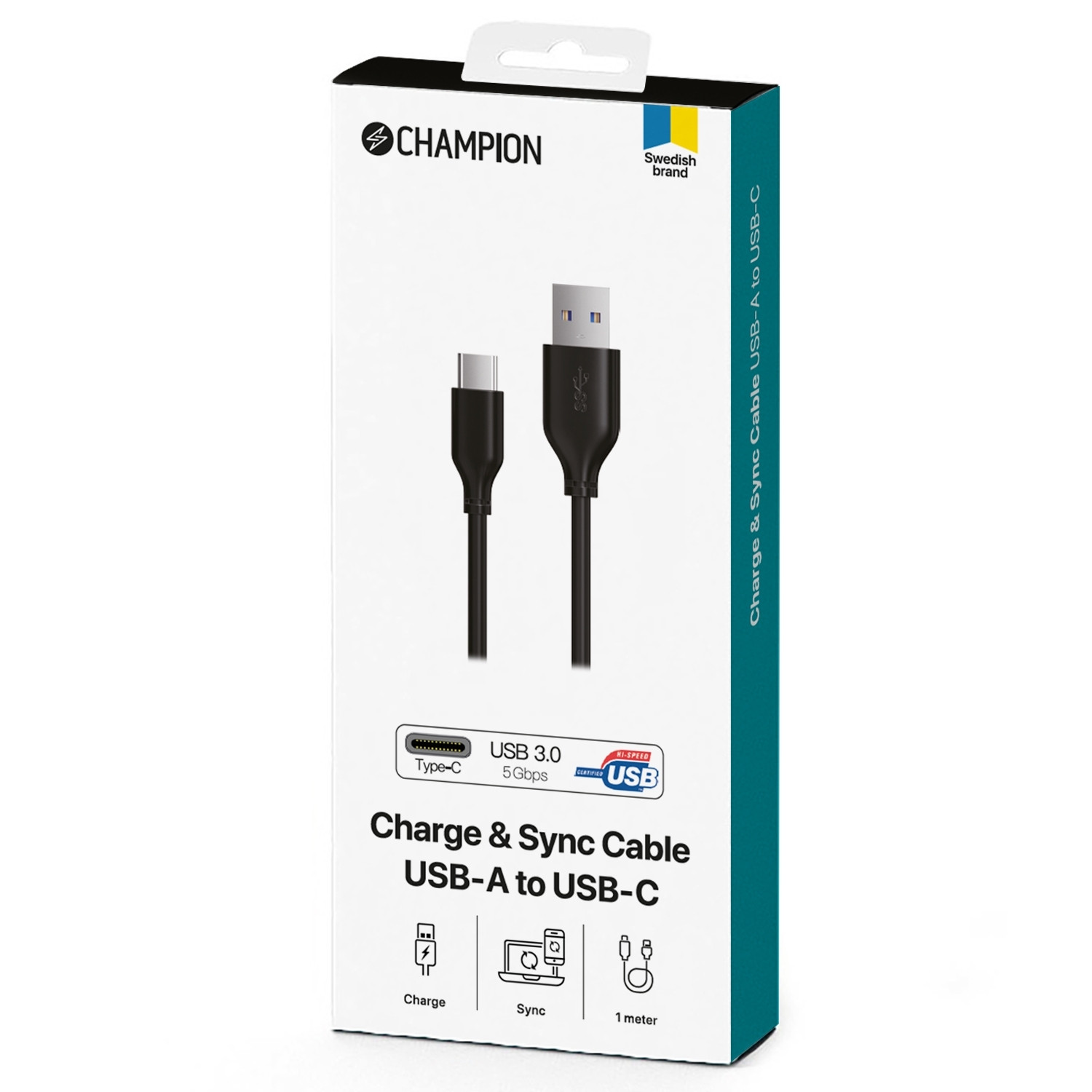 Cable USB-A a USB-C 1m Negro