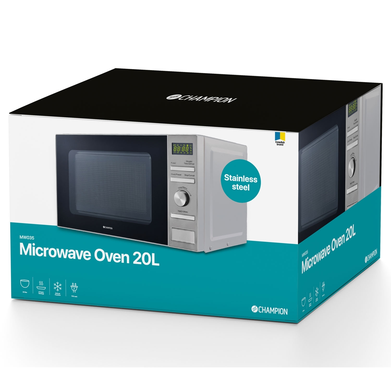 Microondas Digital 20L 700W MW035 Inoxidable
