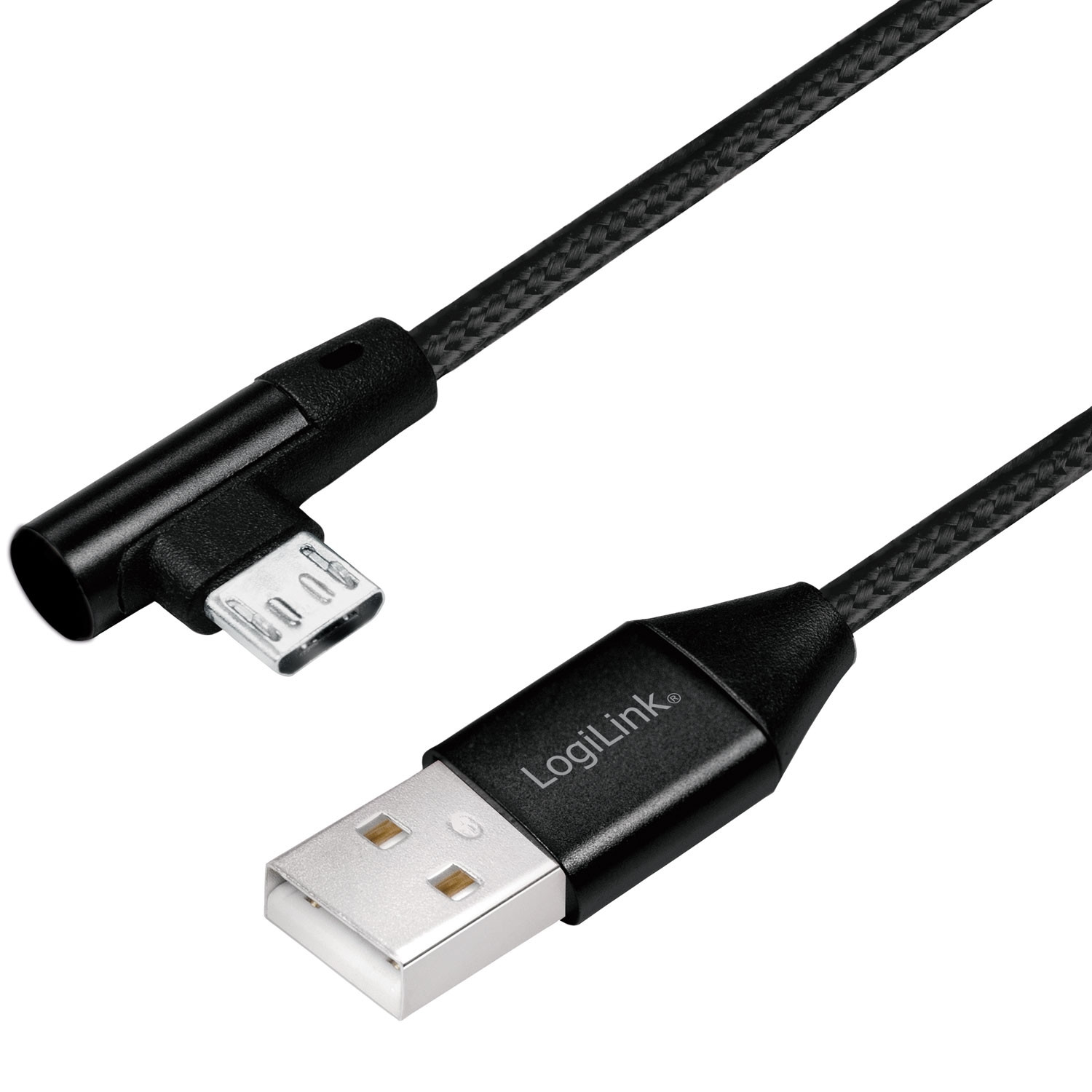 Cabo MicroUSB angular USB 2.0 15W 1m