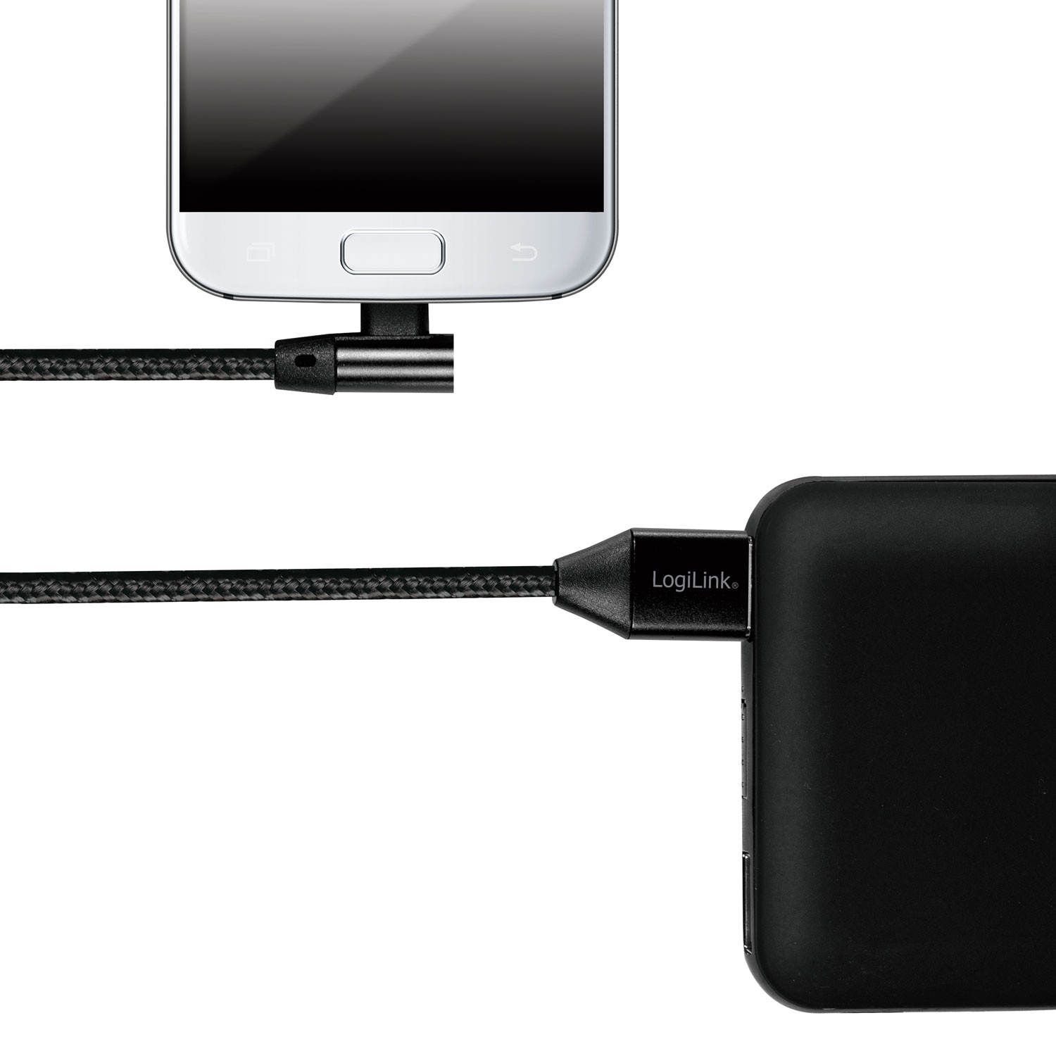 Cabo MicroUSB angular USB 2.0 15W 1m