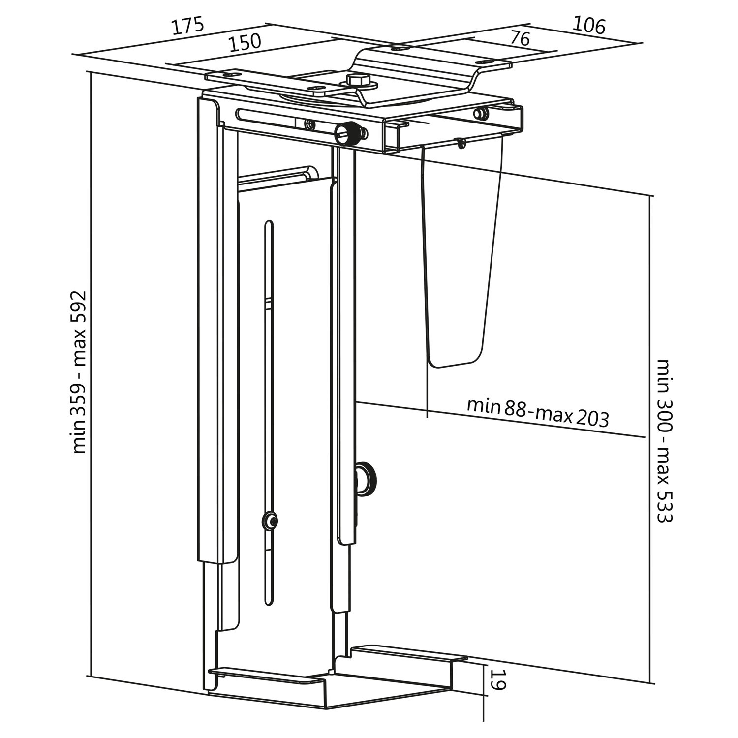 Computerhalter Tisch/Wand verstellbar