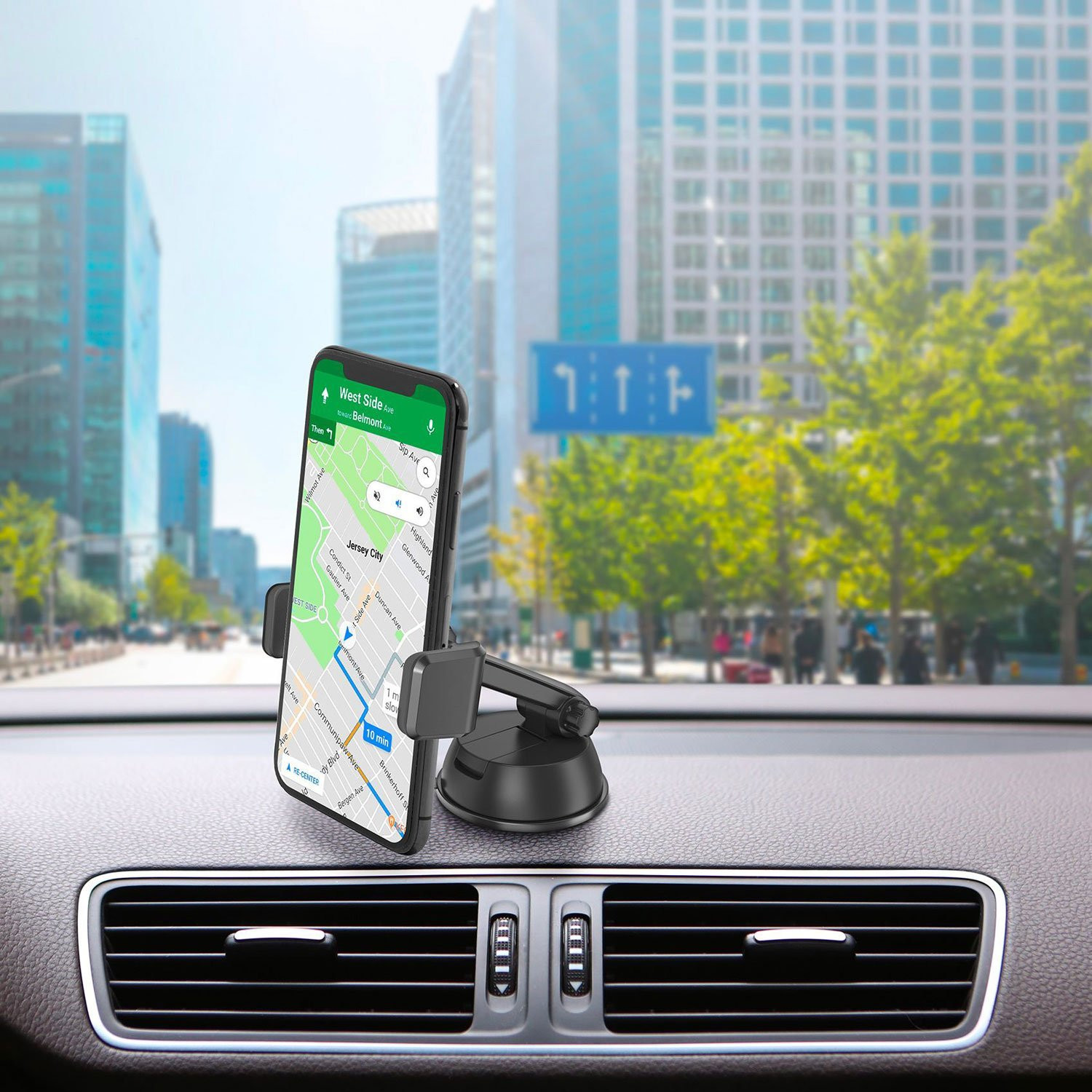 Mobile phone holder with suction plug