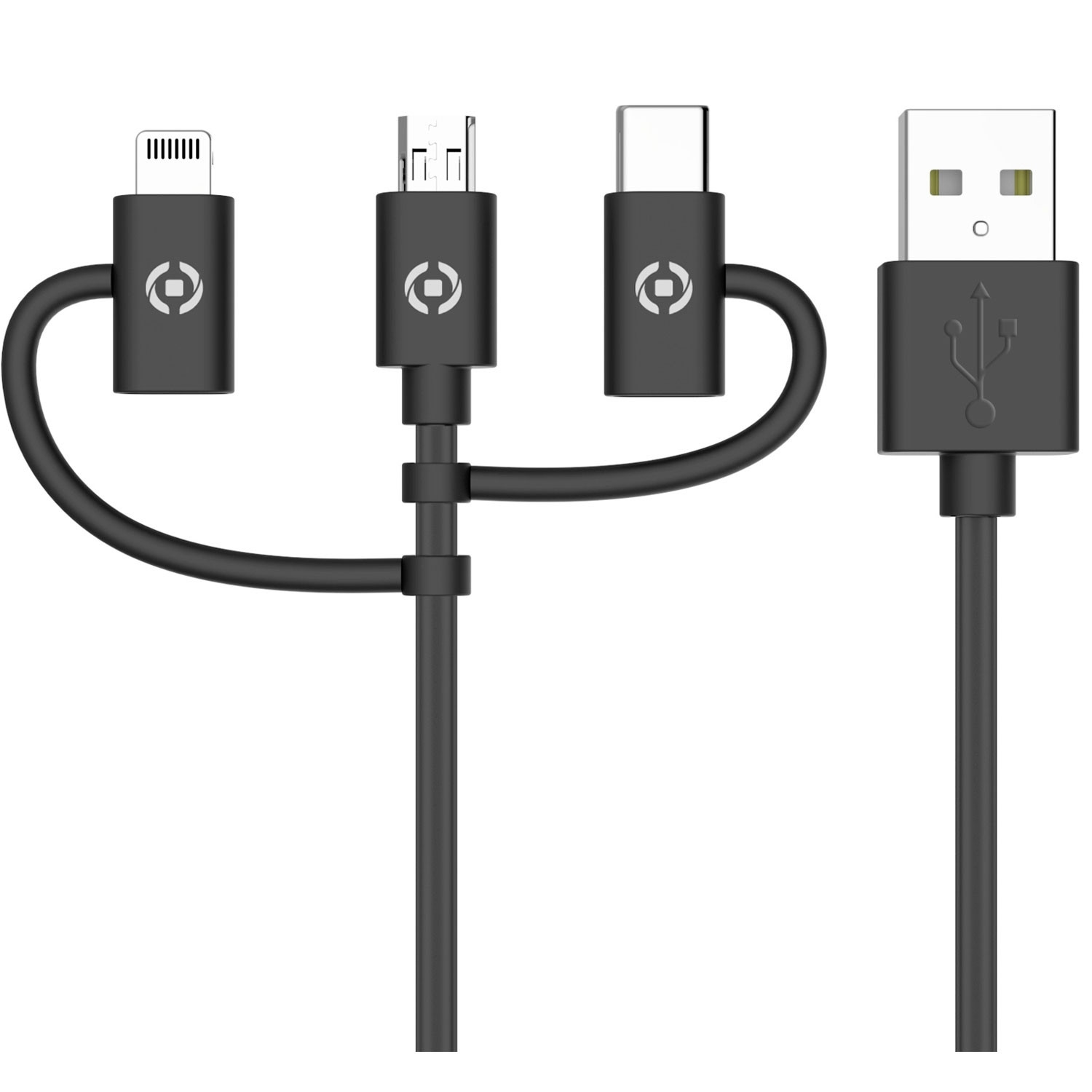 Cable 3 en 1 MicroUSB/Lightning/USB-C 1m