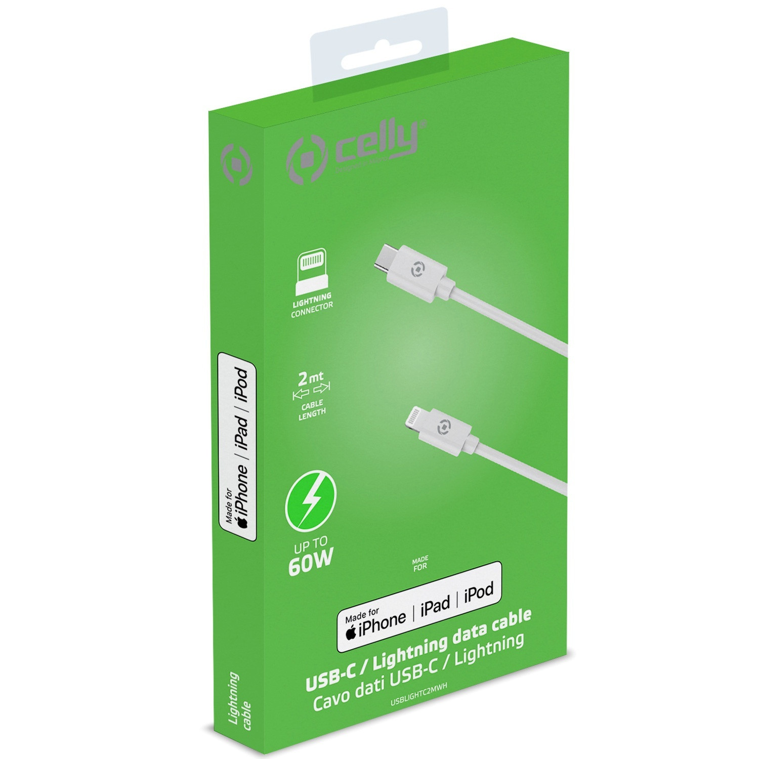 USB-C - Cabo Lightning 60W MFI 2m