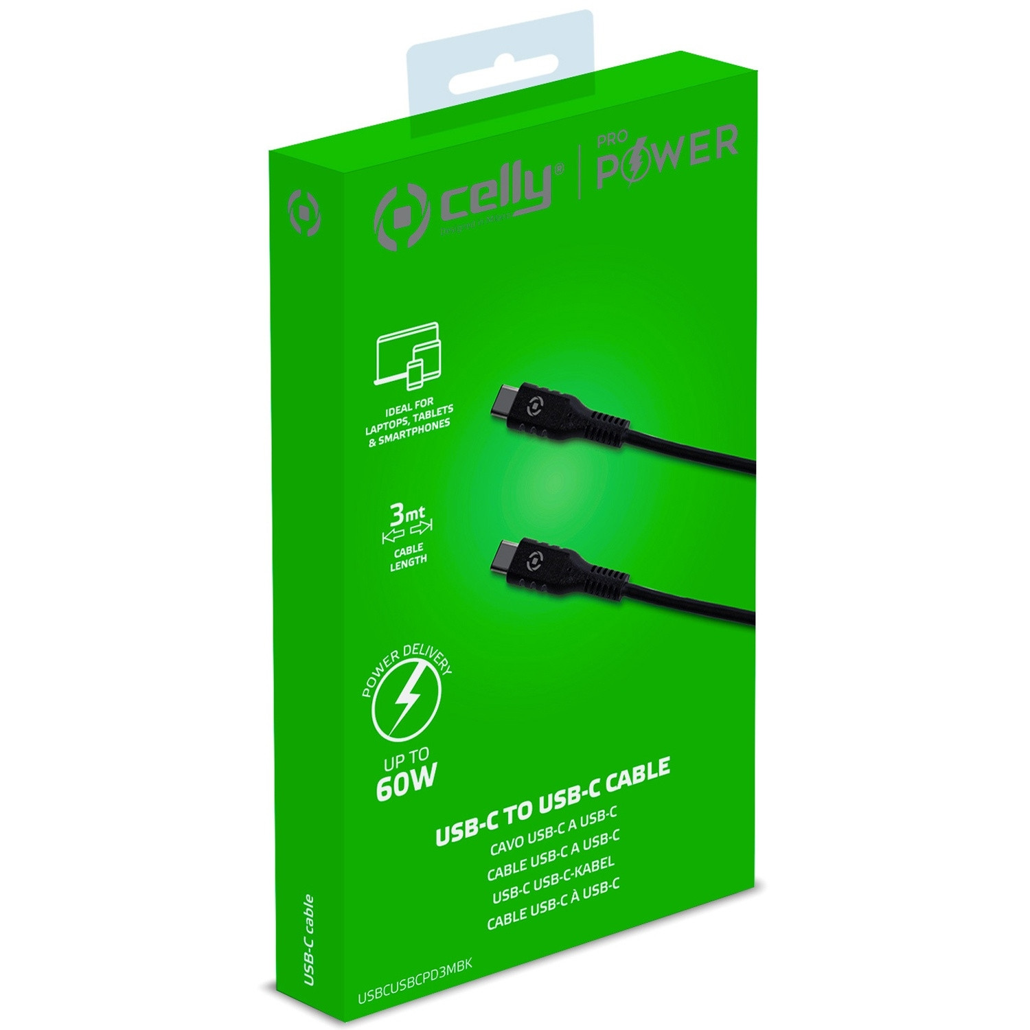 Cable USB-PD USB-C - USB-C 60W 3m