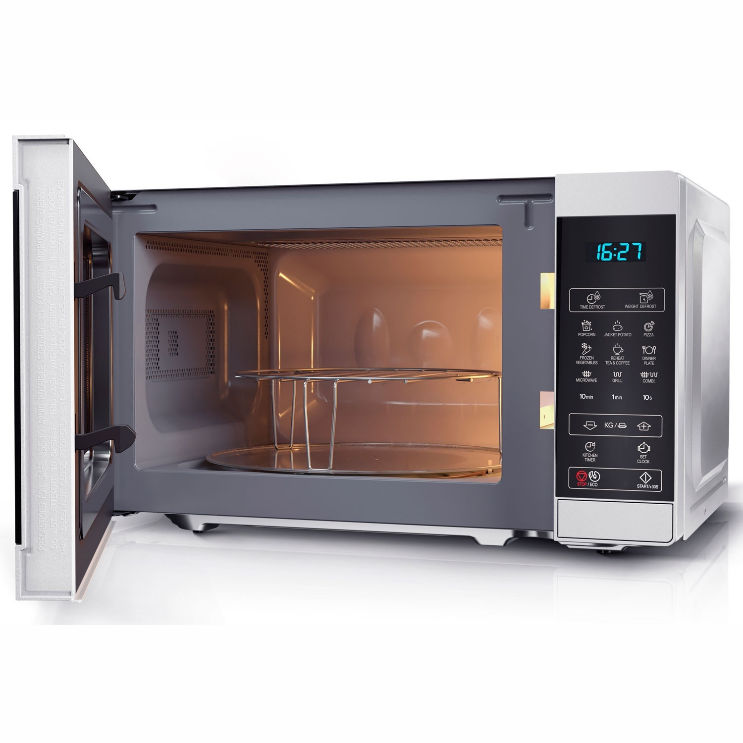 Horno microondas 20l Panel digital 800W Plata