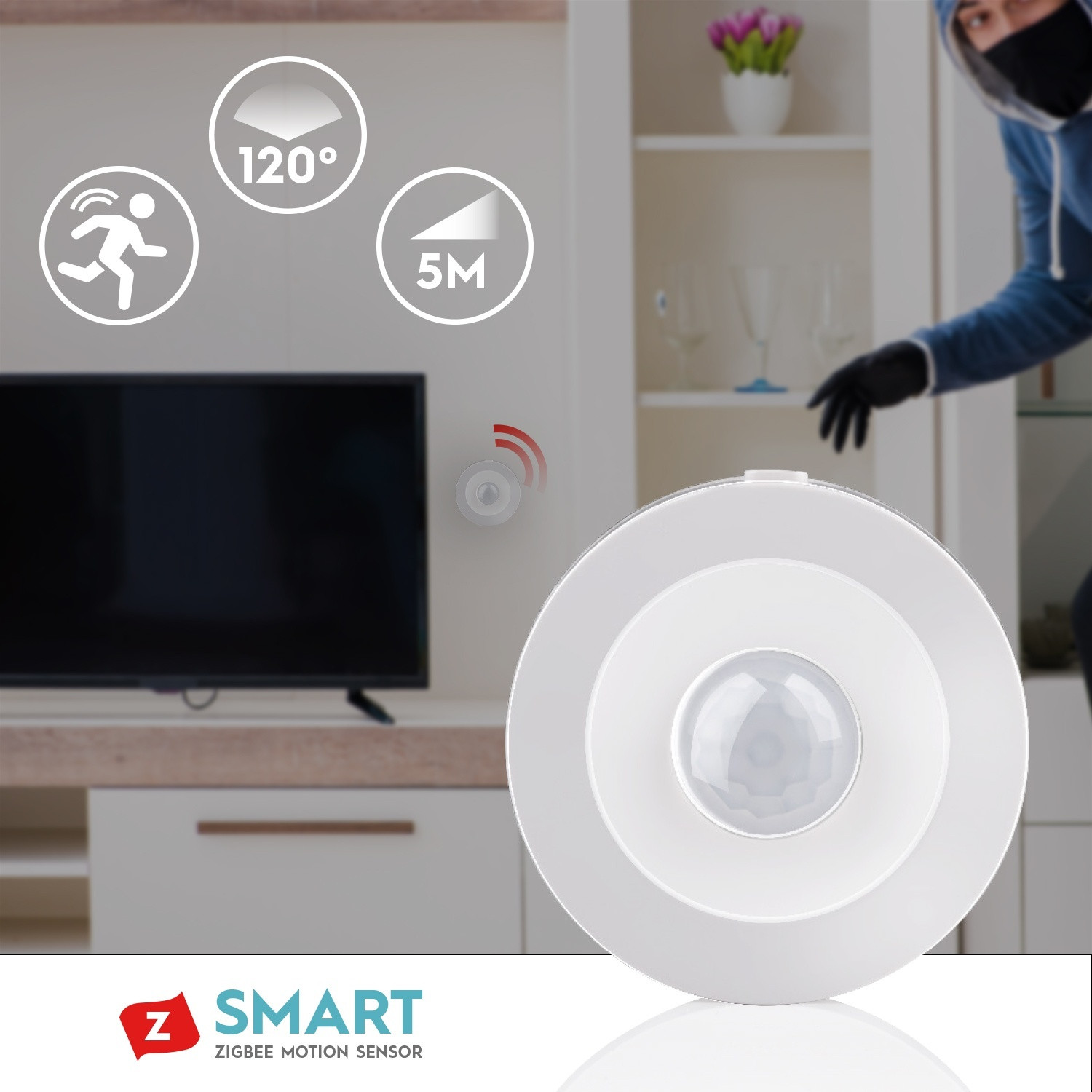 Sensor de movimiento inteligente Zigbee Ø 4,8 cm