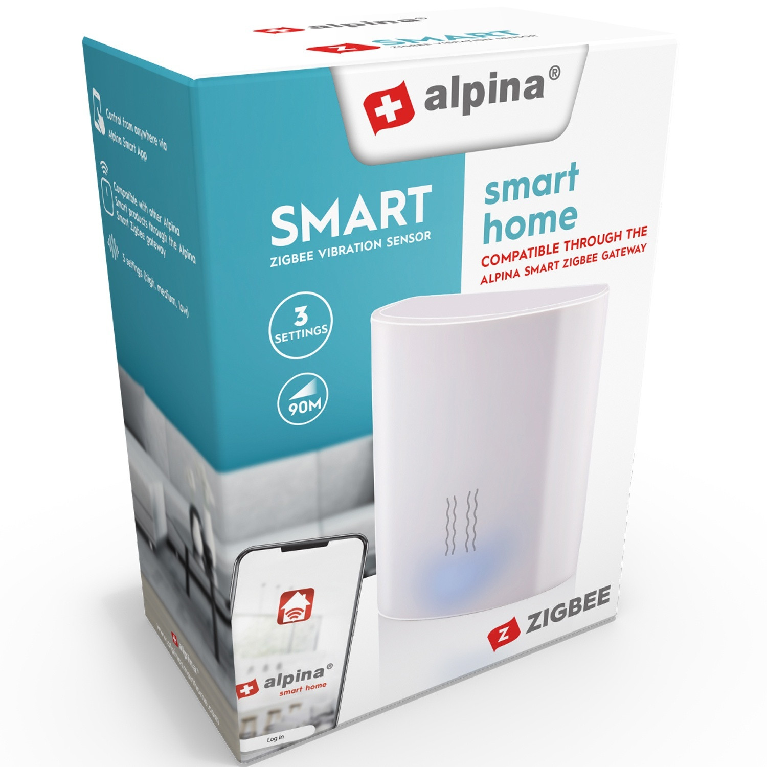 Sensor de vibración inteligente Zigbee 3,4 x 4,1 cm