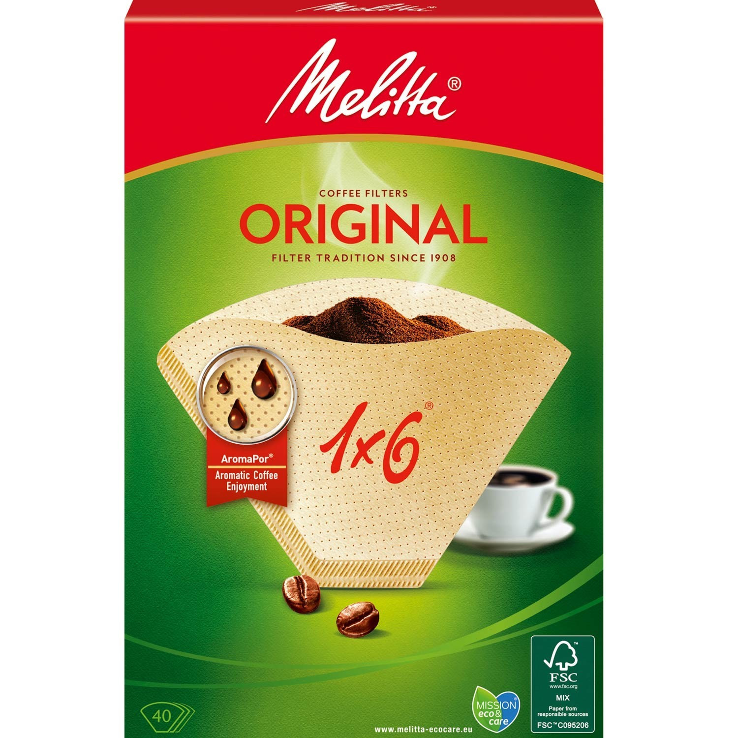 Koffiefilter 1X6 40pack (Note 8 dfp)