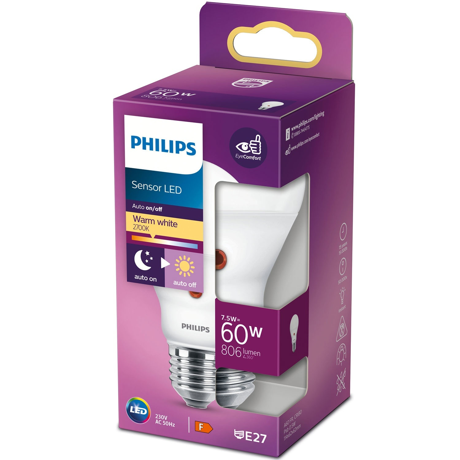 Sensor crepuscular LED E27 Normal 60W 806lm