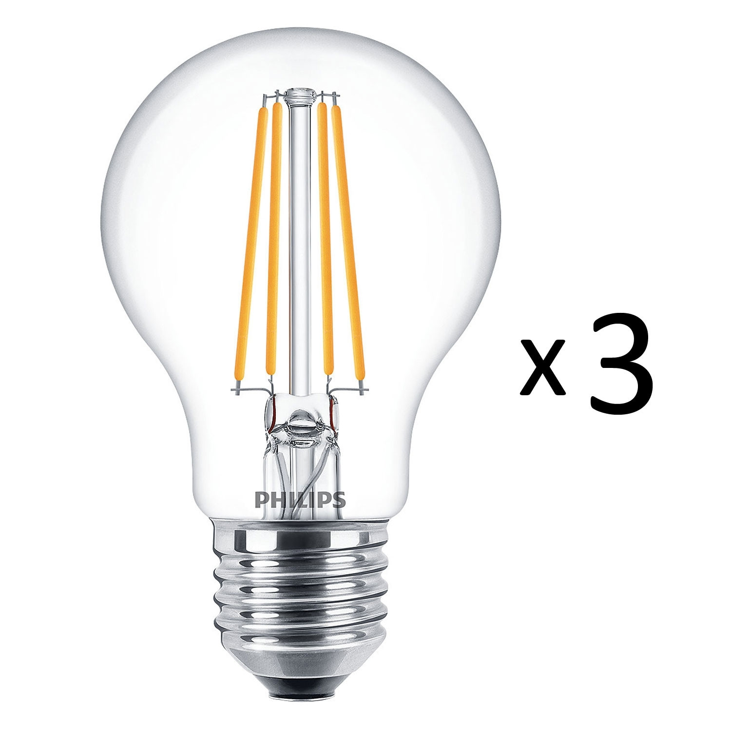 Pack de 3 LED E27 Normal Claire 60W 806lm