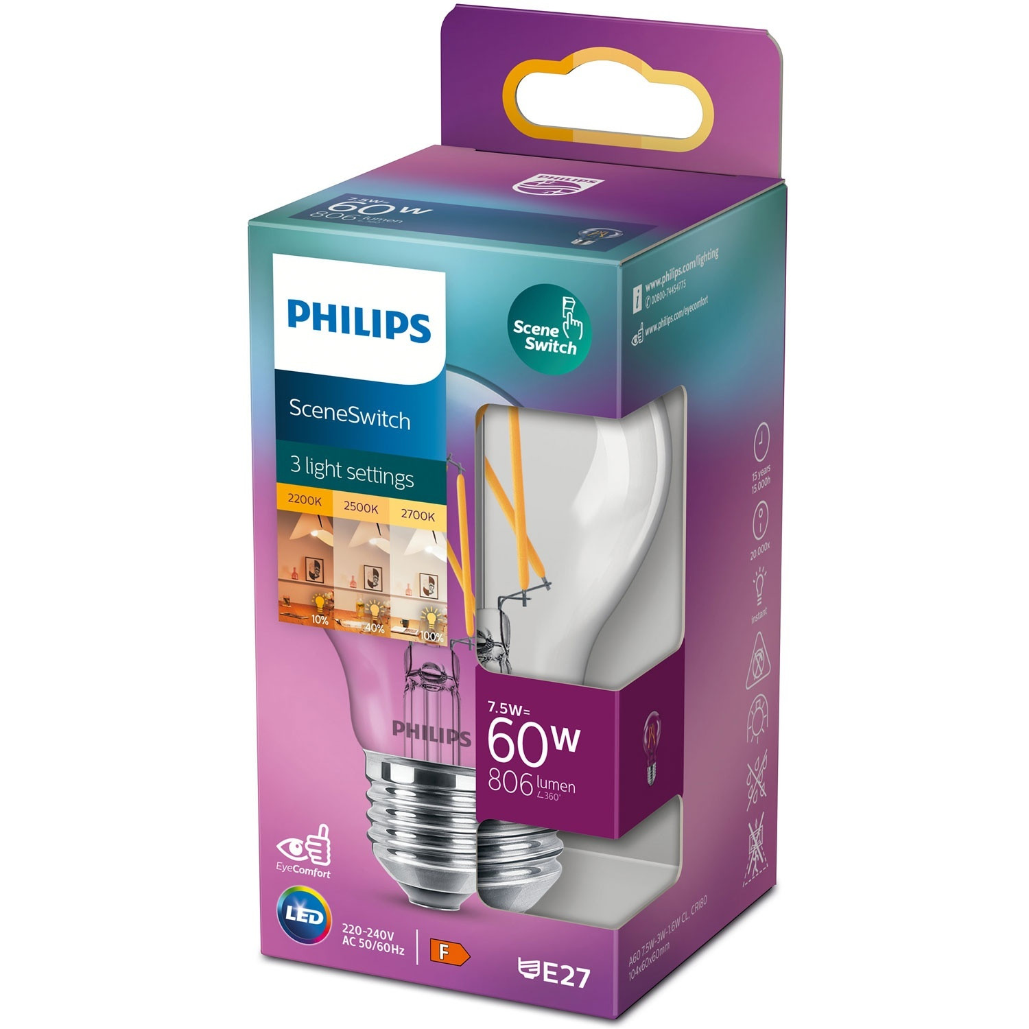 LED SceneSwitch E27 Normal 60-30-16W Transparente