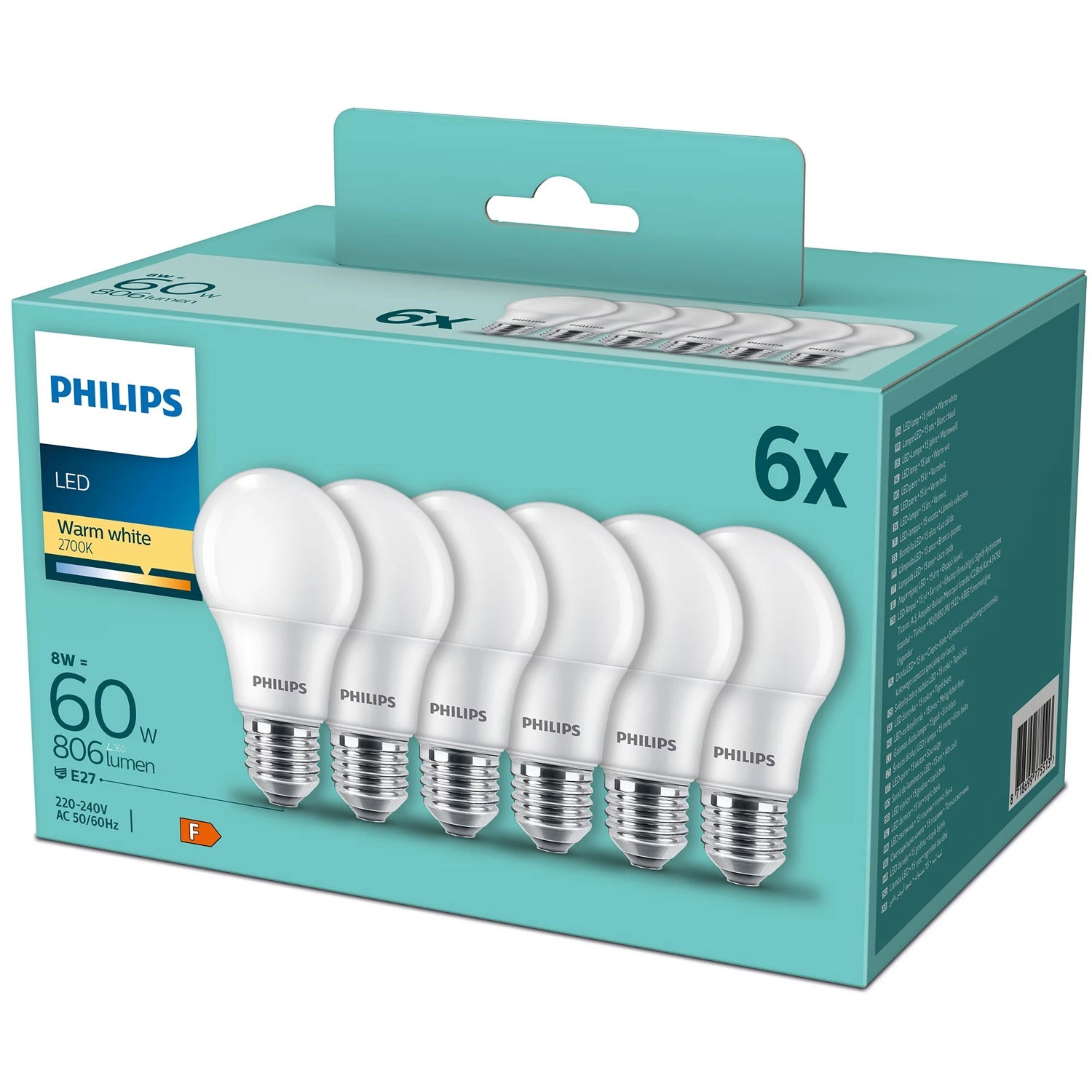 Pack 6 LED E27 Normal Escarcha 60W 806lm
