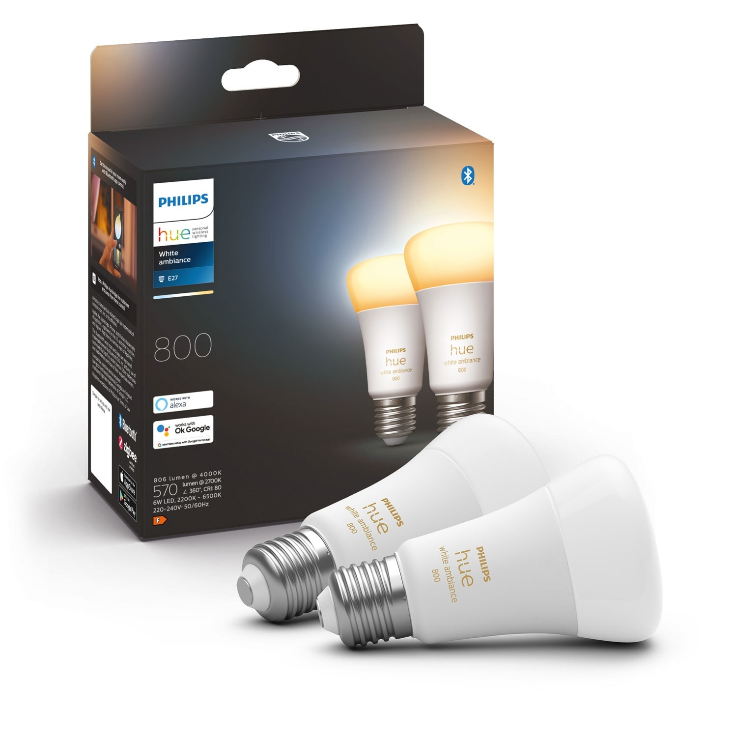 Hue White Ambiance E27 pacote com 2