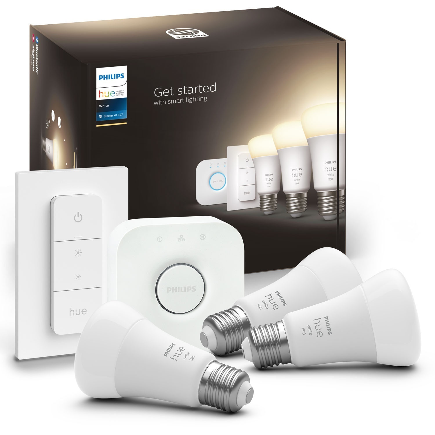 Hue Startkit Blanc 3 x E27 avec télécommande