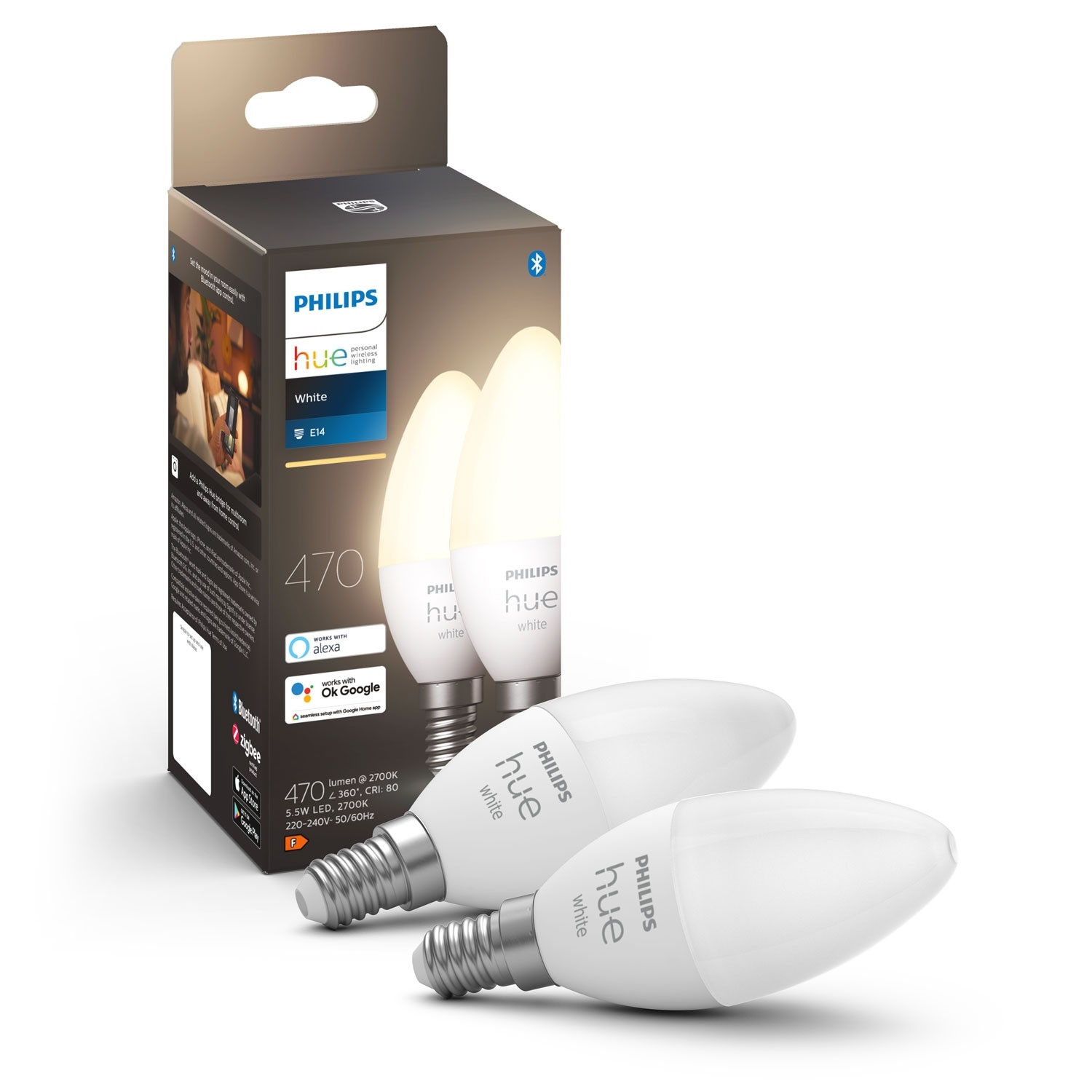 Pacote com 2 coroa Hue White E14