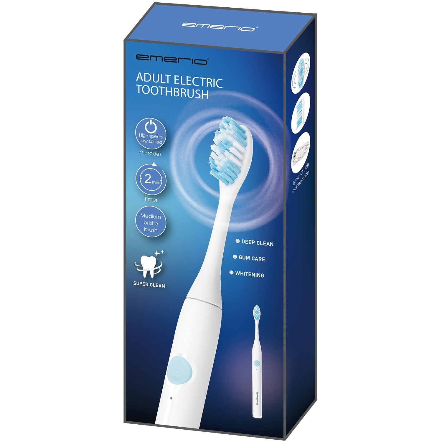 Electric toothbrush USB-C, 2 cleaning modes + timer