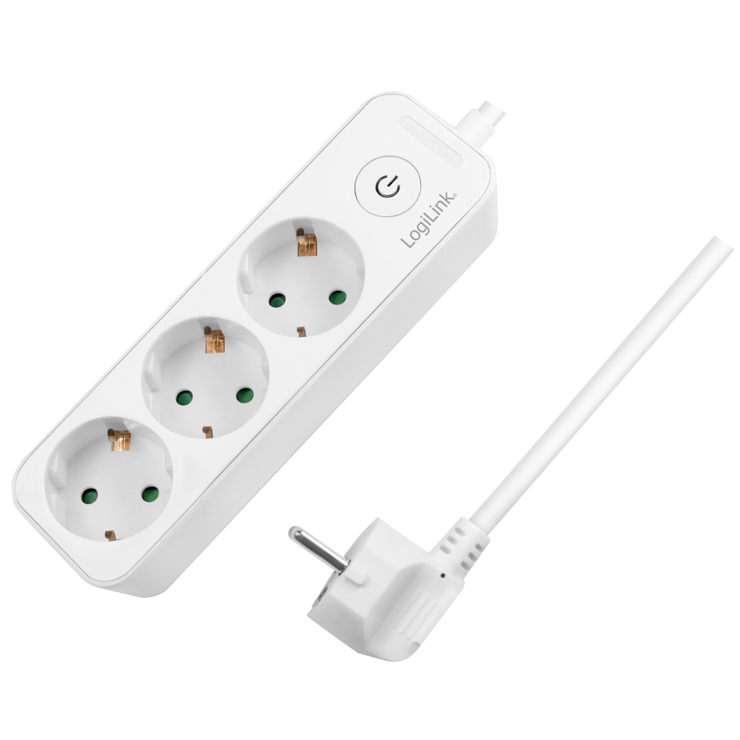 Tomada de 3 vias com interruptor 1,5m Branco