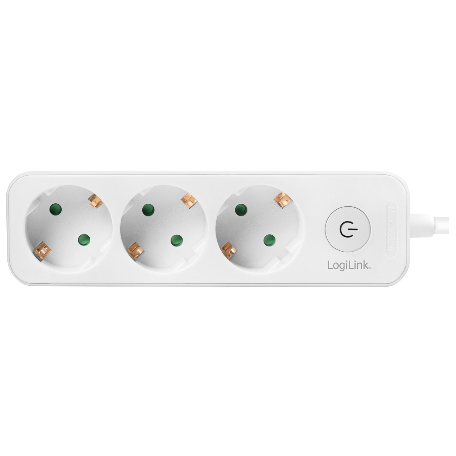 Tomada de 3 vias com interruptor 1,5m Branco