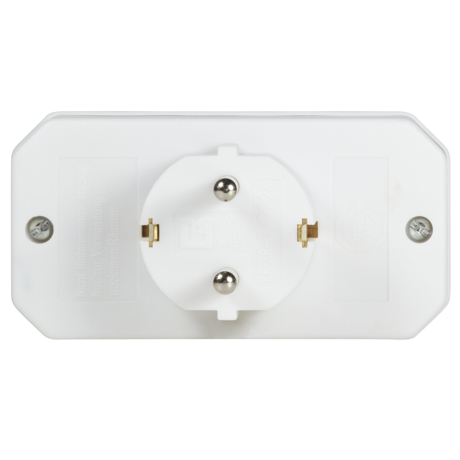 Power socket with 2 Euro + 1 grounded socket White