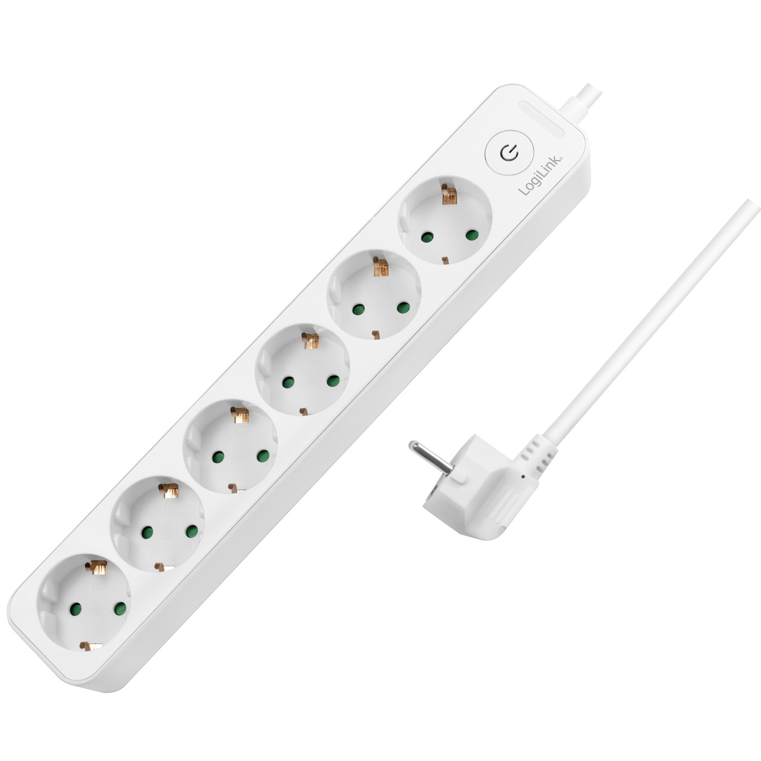 Tomada 6 vias com interruptor 1,5m Branco
