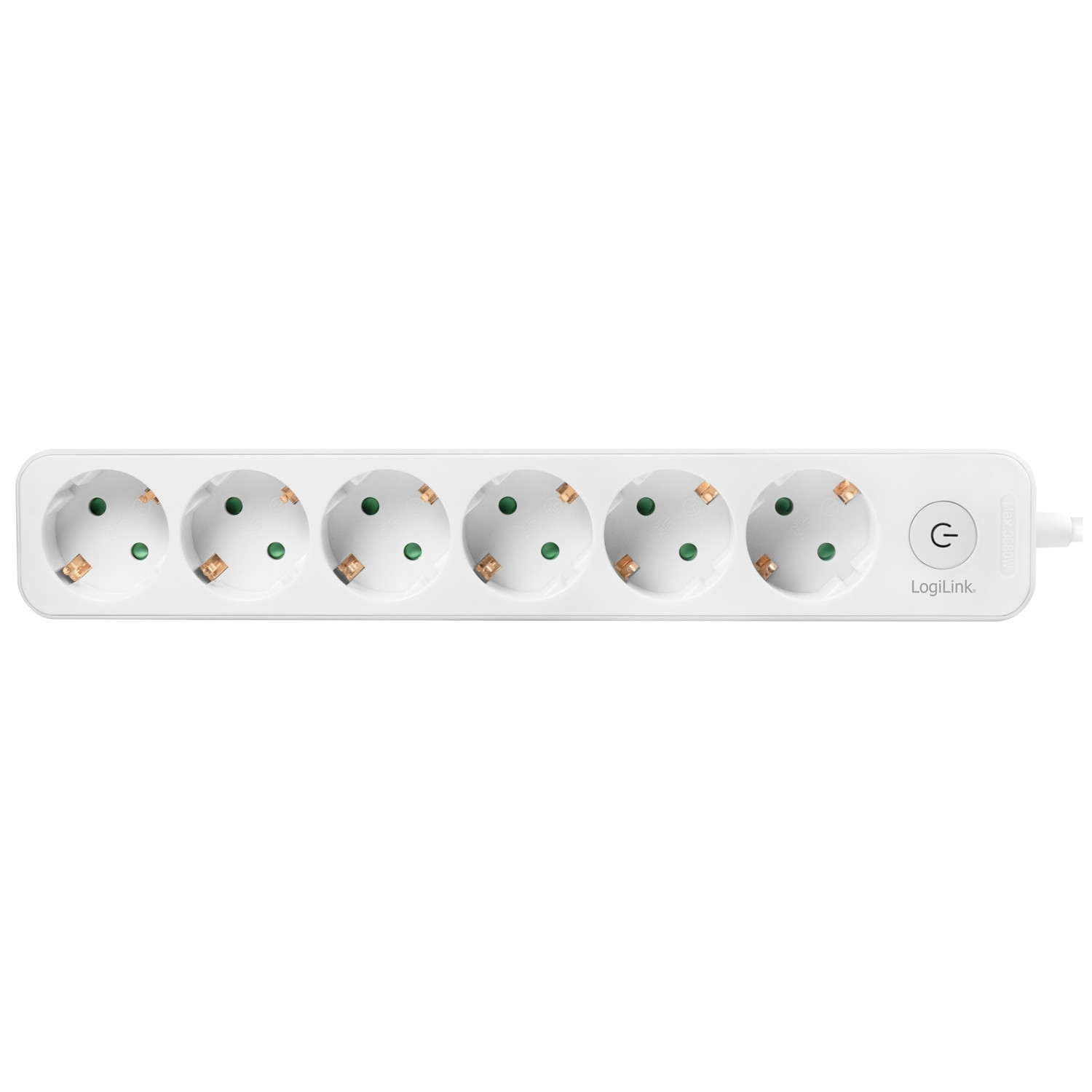 Tomada 6 vias com interruptor 1,5m Branco