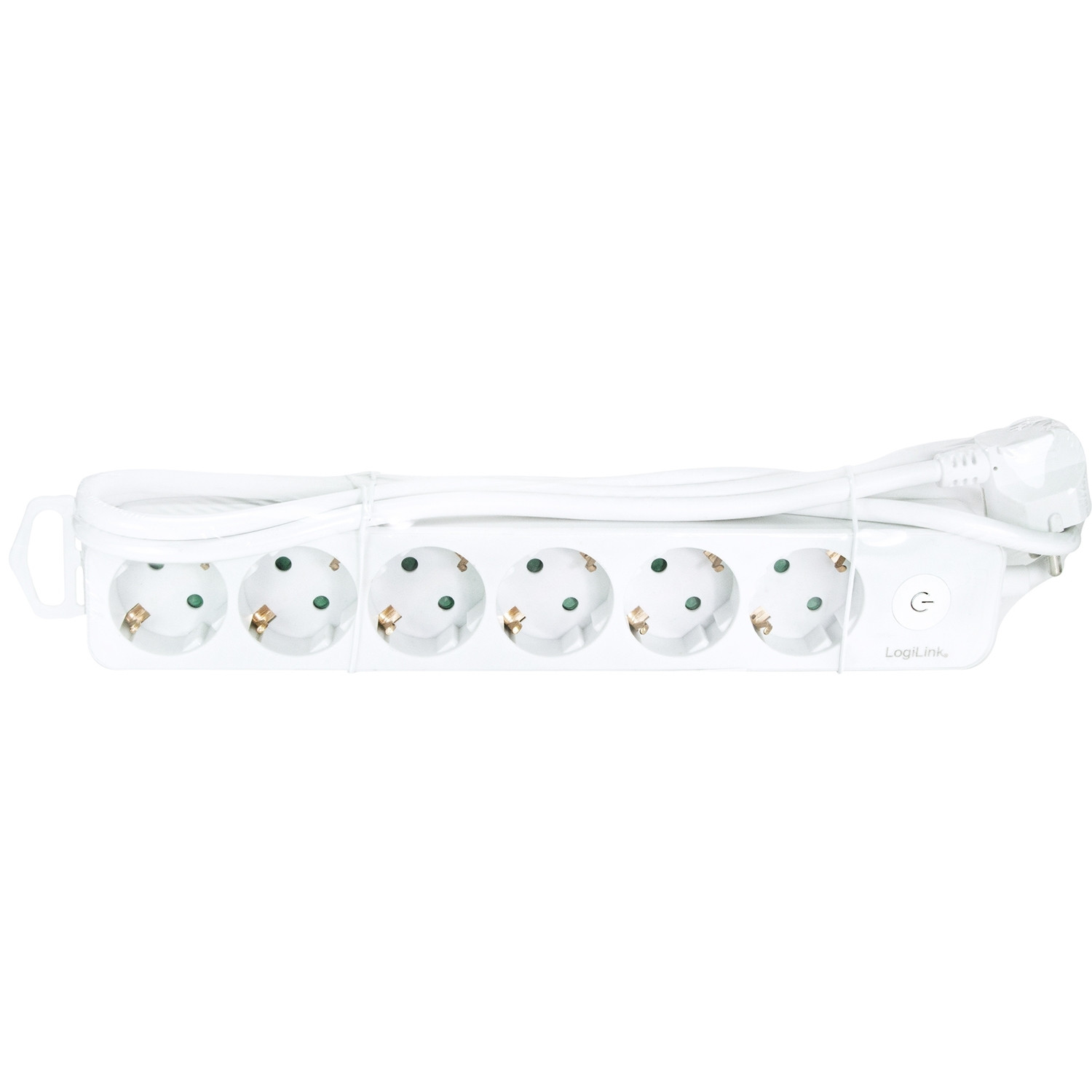 Tomada 6 vias com interruptor 1,5m Branco