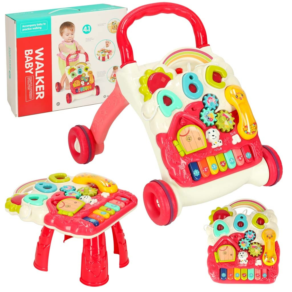 Table éducative interactive Pusher Walker 4-en-1 rouge