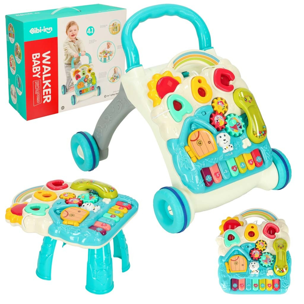 Pusher walker interactive educational table 4-in-1 blue