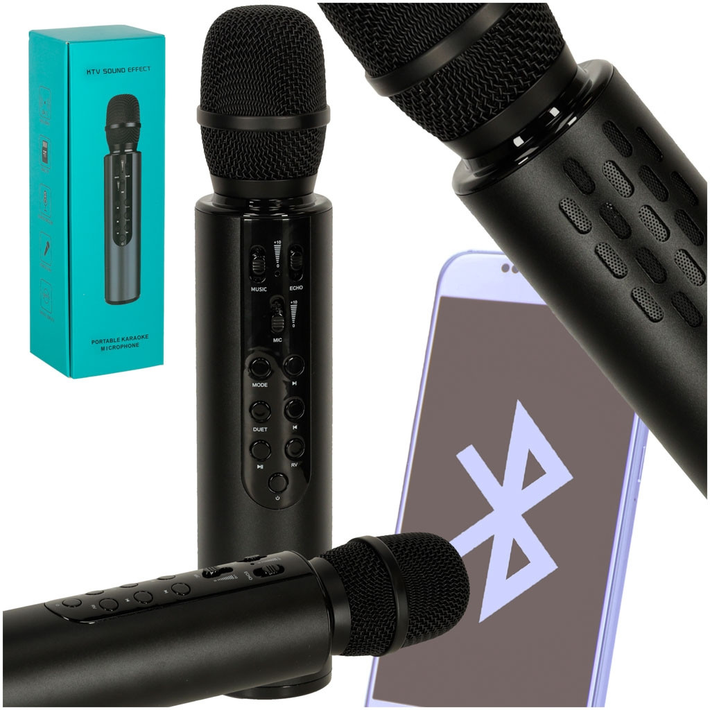 Microfono wireless per karaoke Bluetooth nero
