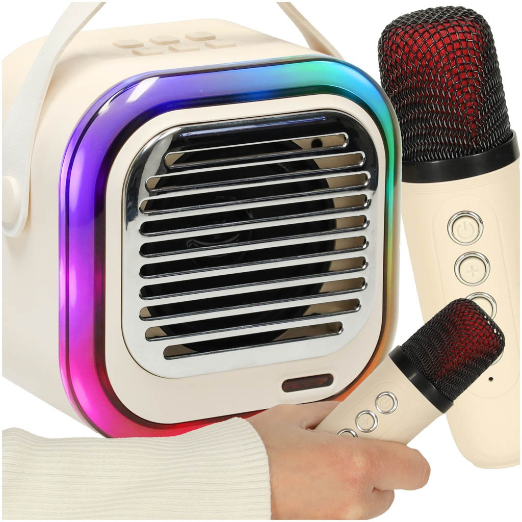 USB Bluetooth-karaokeluidspreker crème.