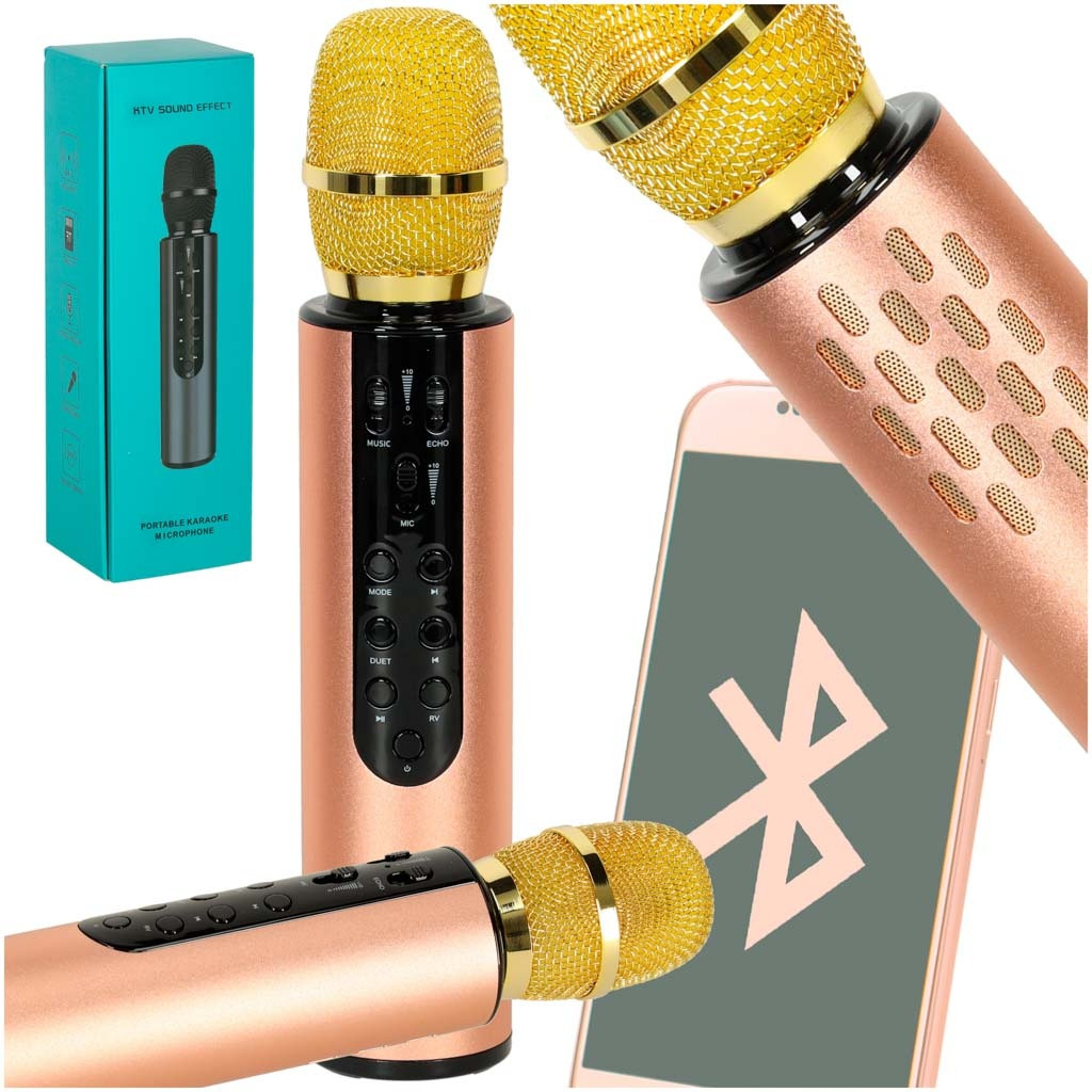 Bluetooth karaoke draadloze microfoon goud
