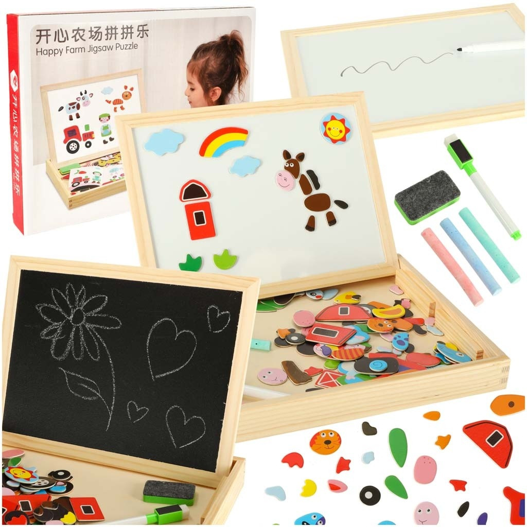 Magnetic Whiteboard/Chalkboard 30x23cm - Double Function
