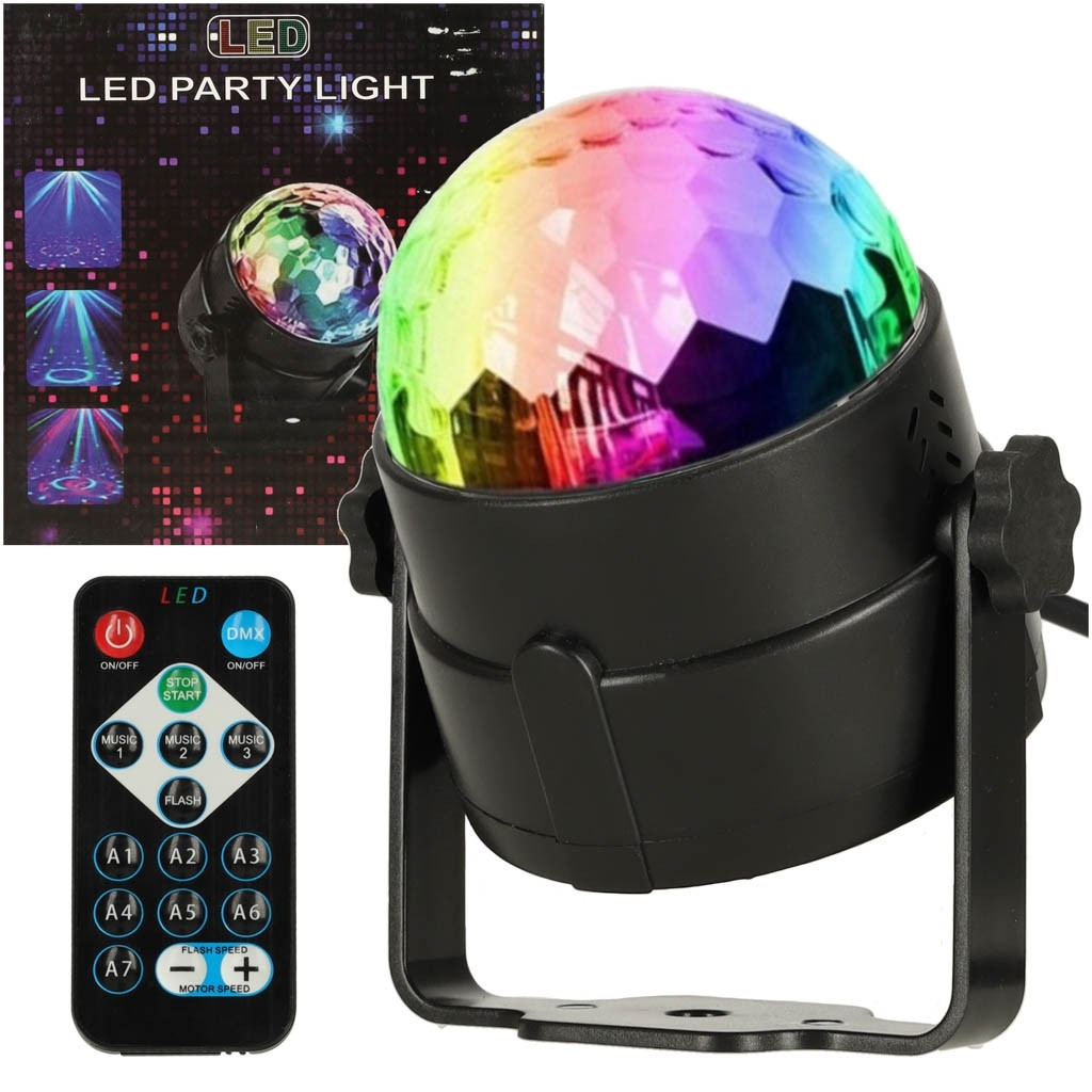 Boule disco LED télécommandée avec capteur sonore