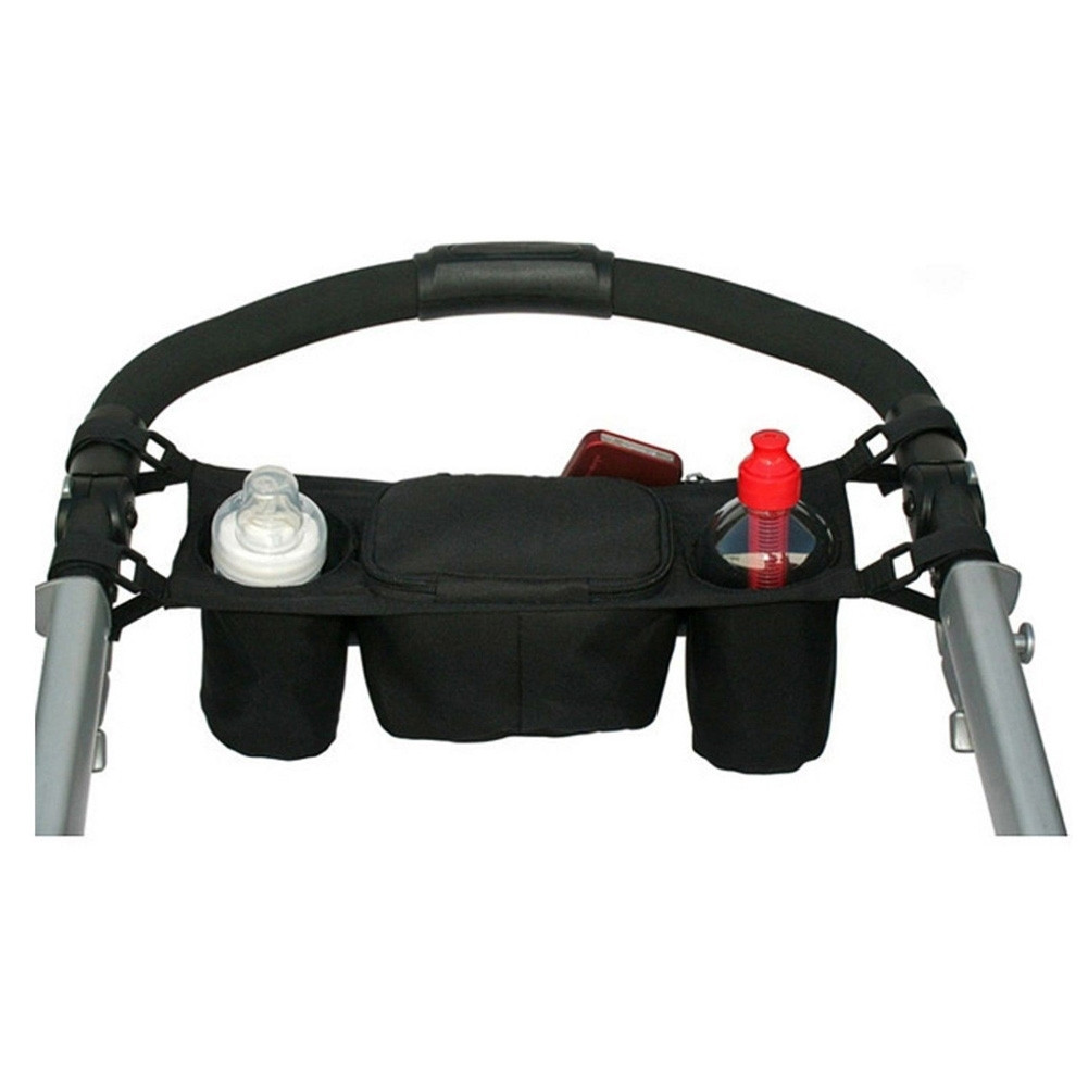 Versatile Stroller Organizer, Multiple Pockets, Black
