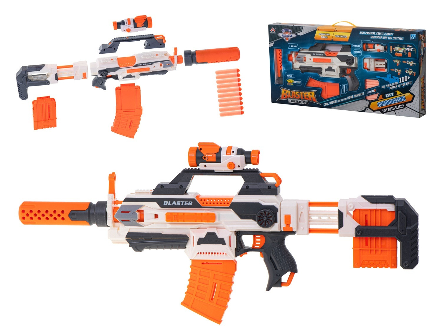 Blaster 4 em 1 com lanterna e bateria