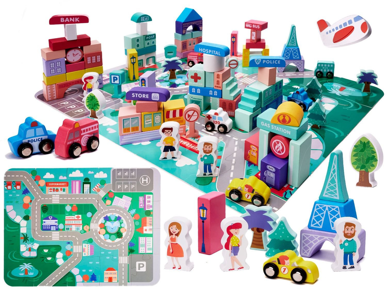 Blocos de madeira 128 peças - Creative Play & Development