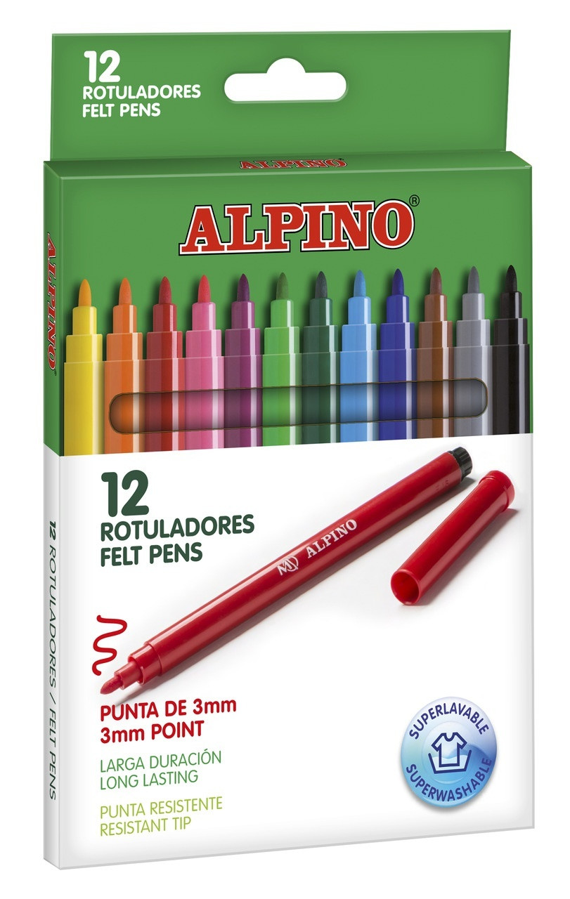 Waschbare Marker, 12er-Pack, intensive Farben