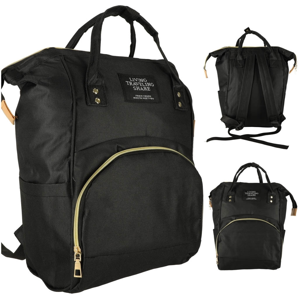 Borsa da donna nera resistente con cerniera e tasche