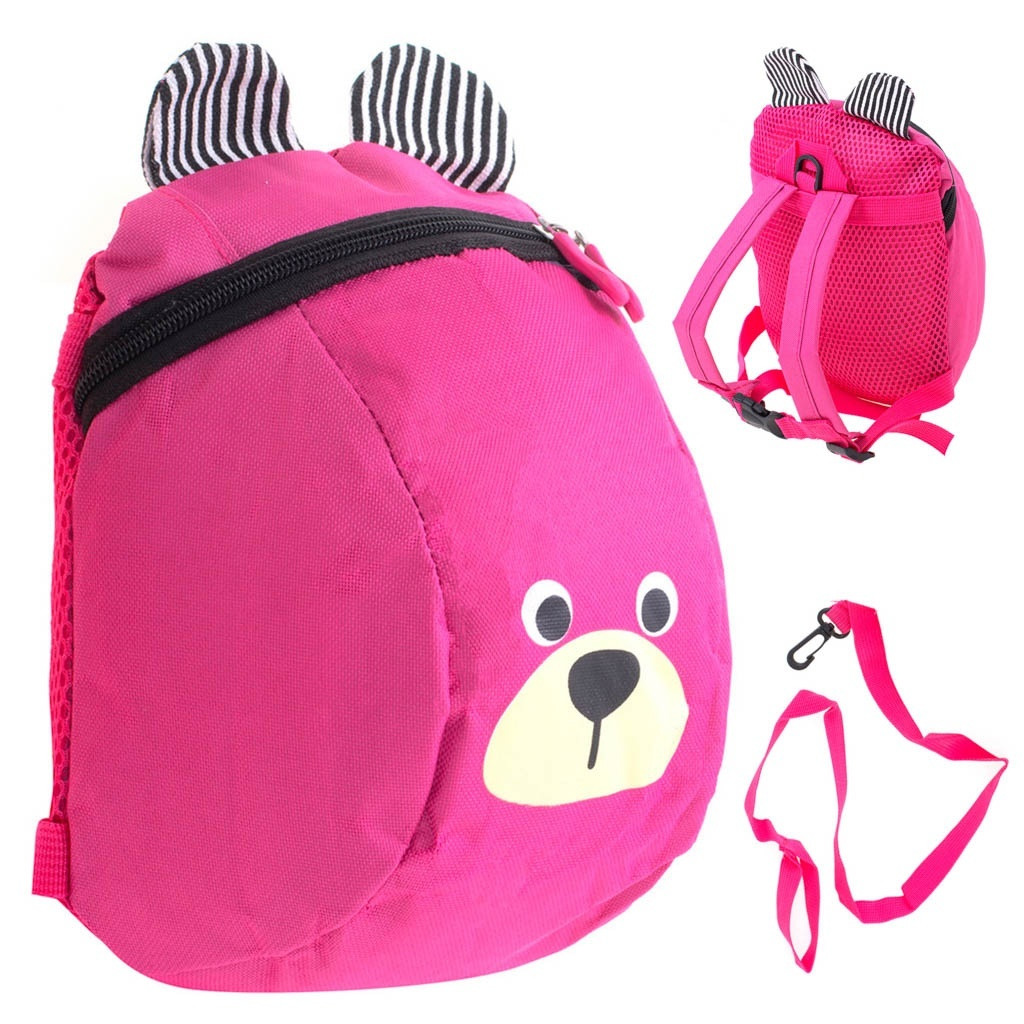 Small pink teddy bear backpack with straps